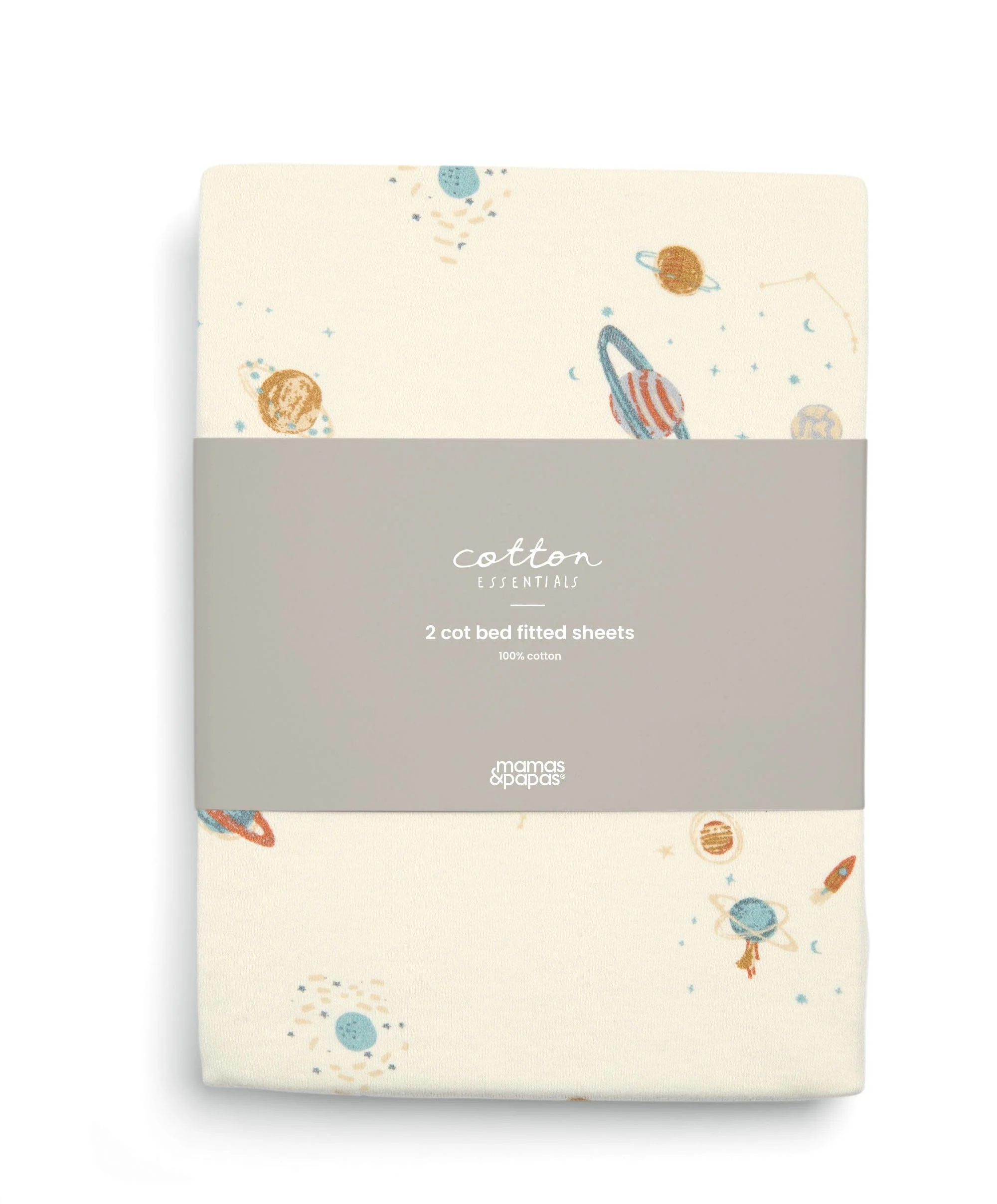 Cotbed Fitted Sheets (2 Pack) - Planet/Blue Star - Image 6