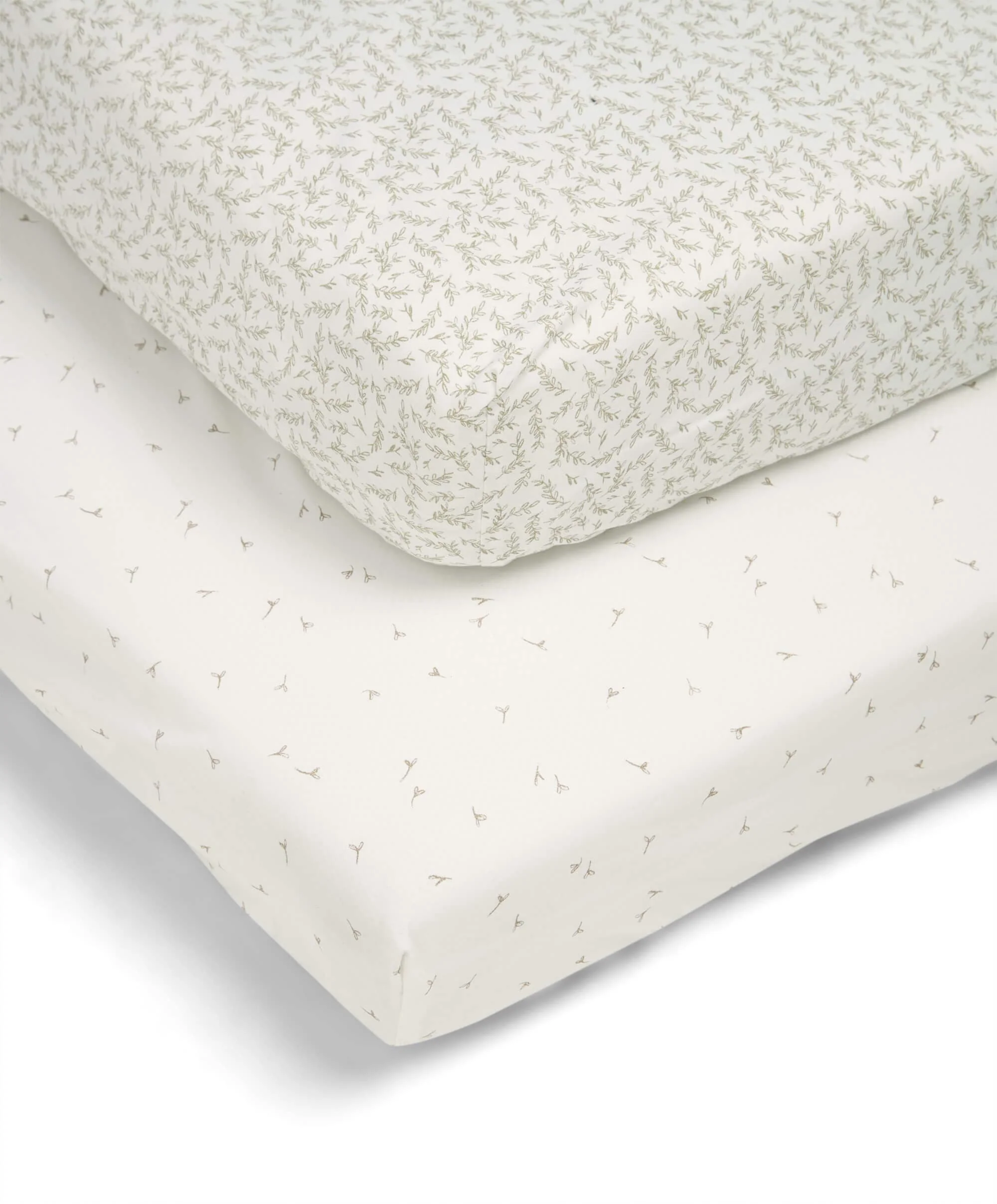 Cotbed Fitted Sheets (2 pack) Seed/Leaf - Welcome to the World Seedling - Image 2