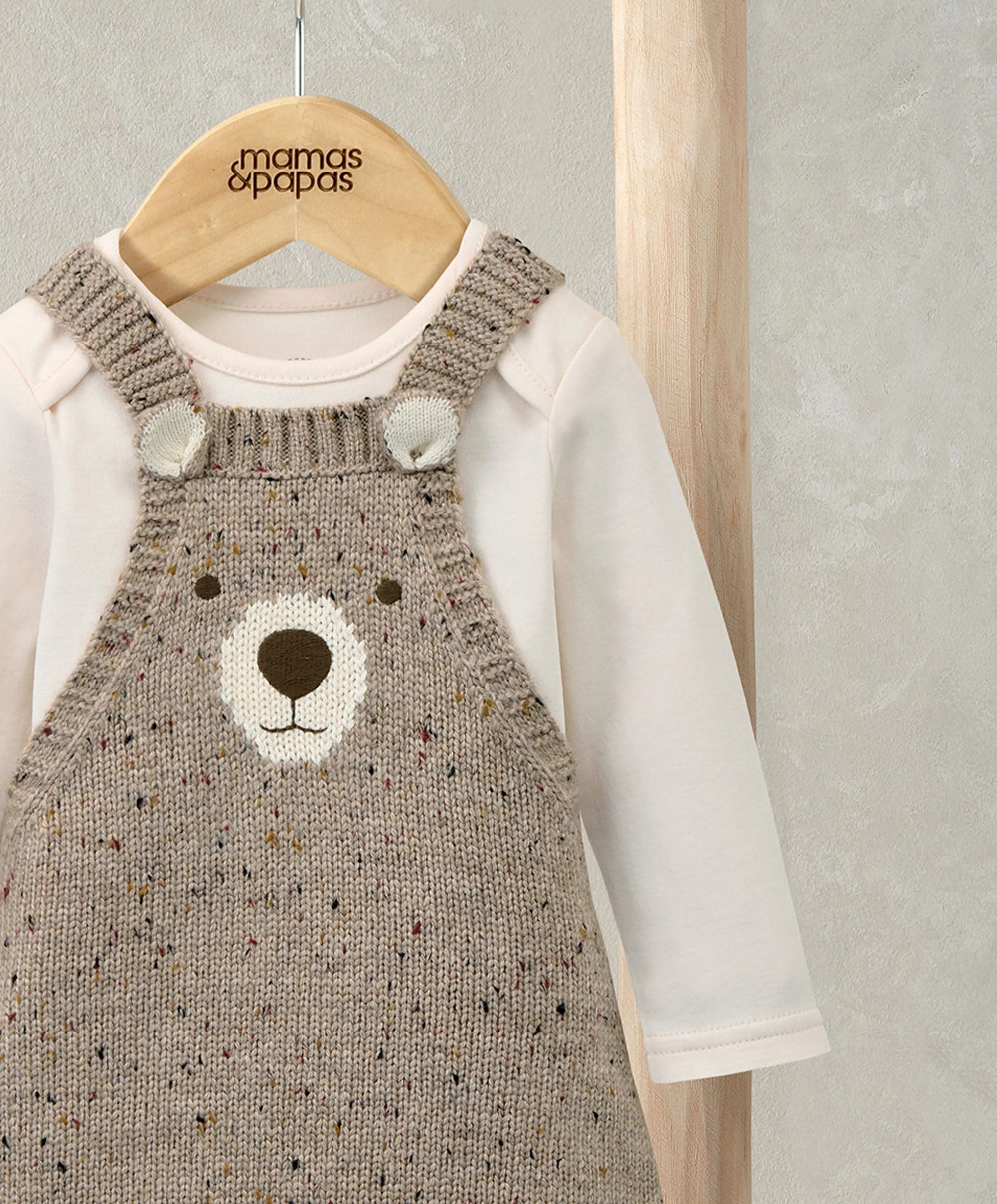Knitted Bear Dungarees & Bodysuit Set (2 Pieces) - Image 2
