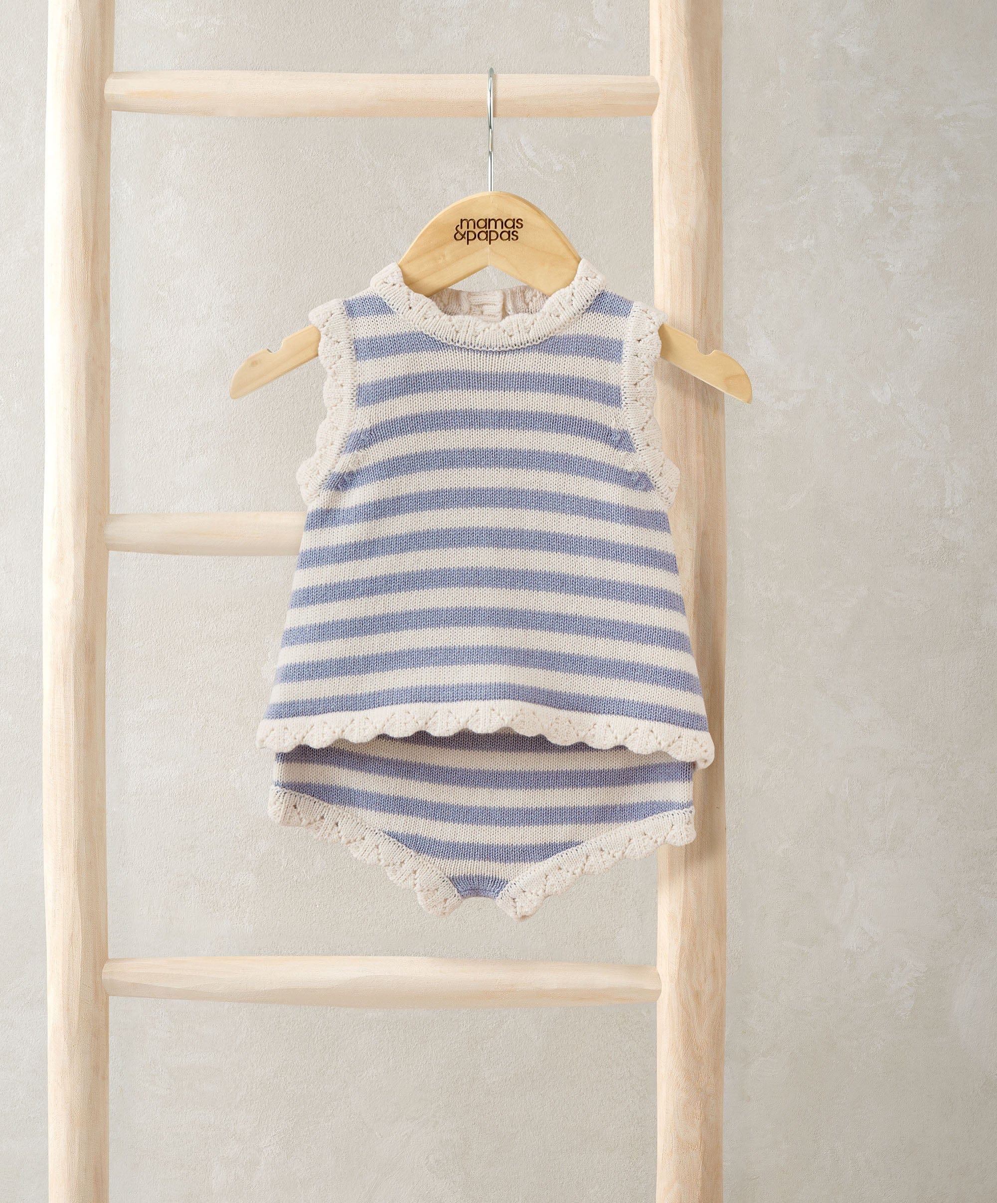 Blue Striped Knitted Top & Shorts