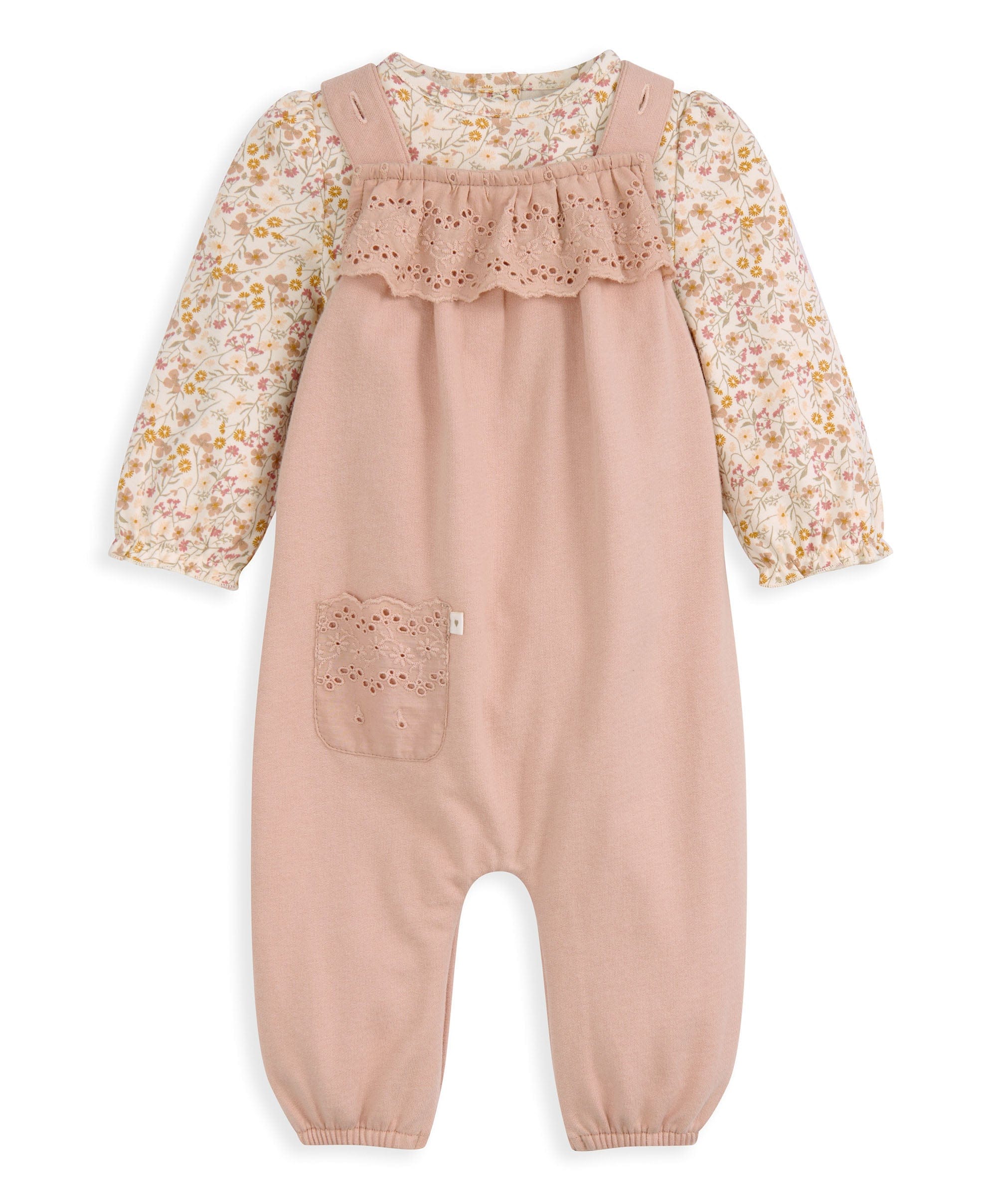 Broderie Dungarees and Bodysuit Outfit Set - Image 2