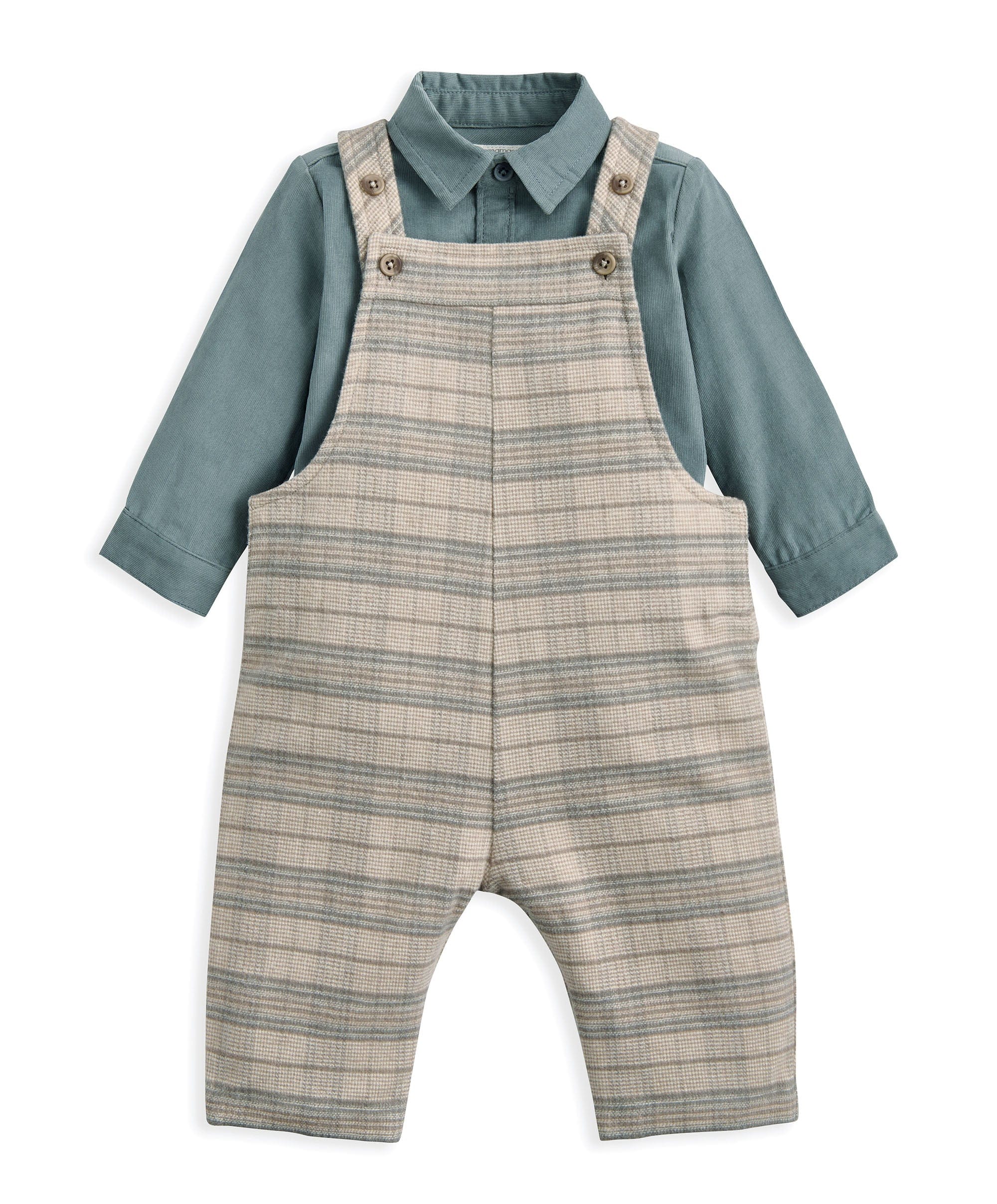 Check Dungarees & Striped Shirt Set (2 Pieces) - Image 4