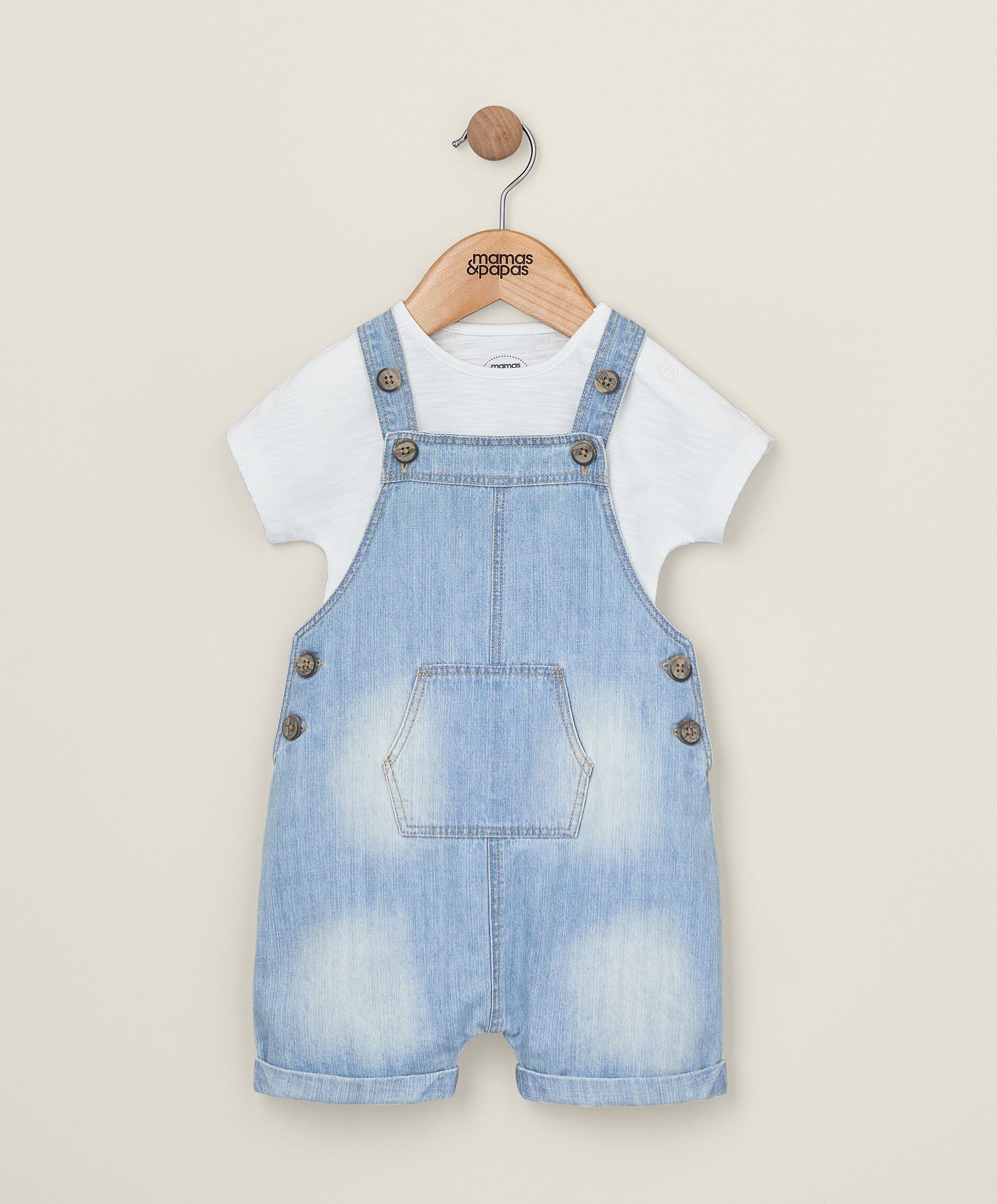 Denim Dungarees and White T Shirt - 2 Piece Set