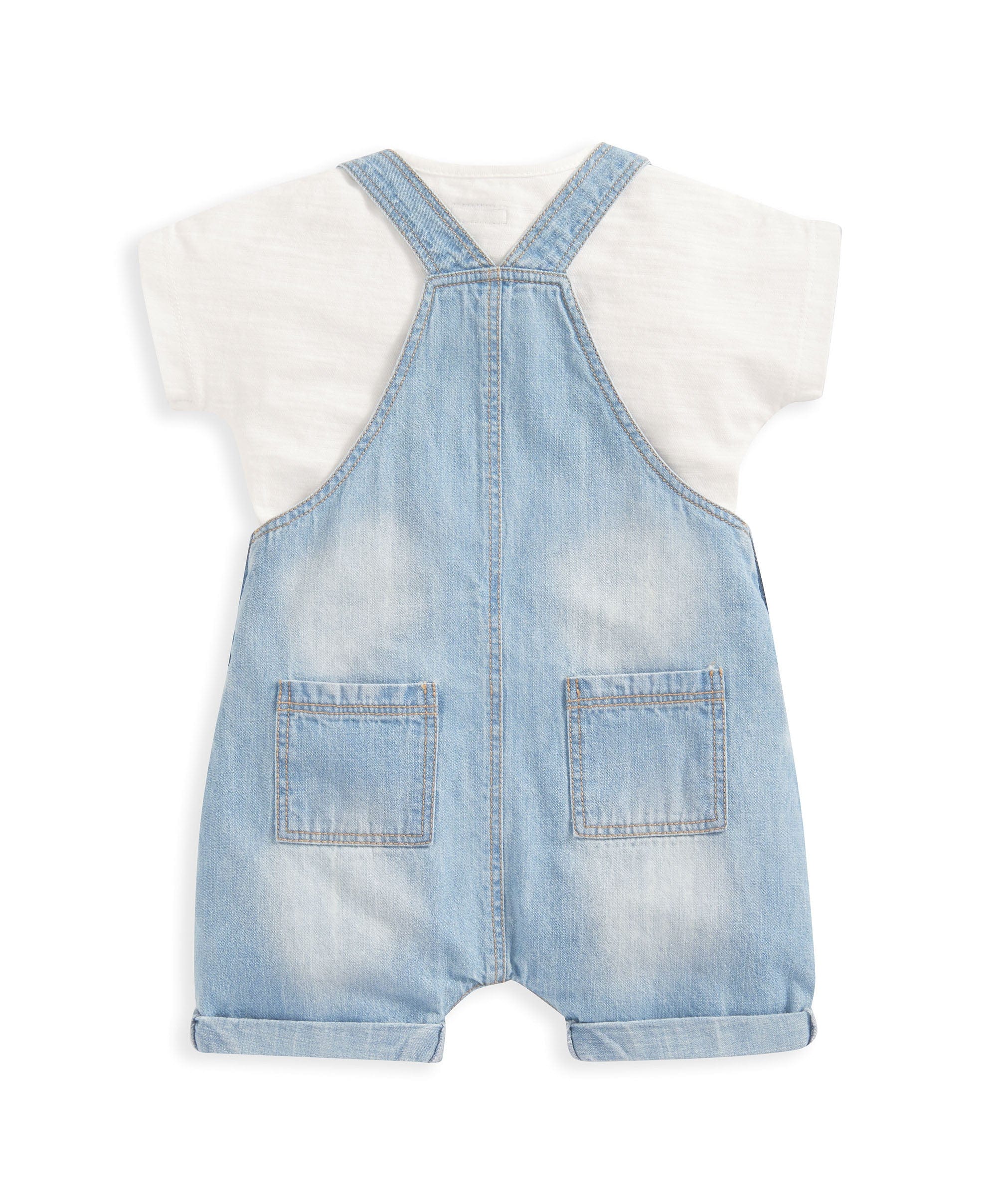 Denim Dungarees and White T Shirt - 2 Piece Set - Image 4