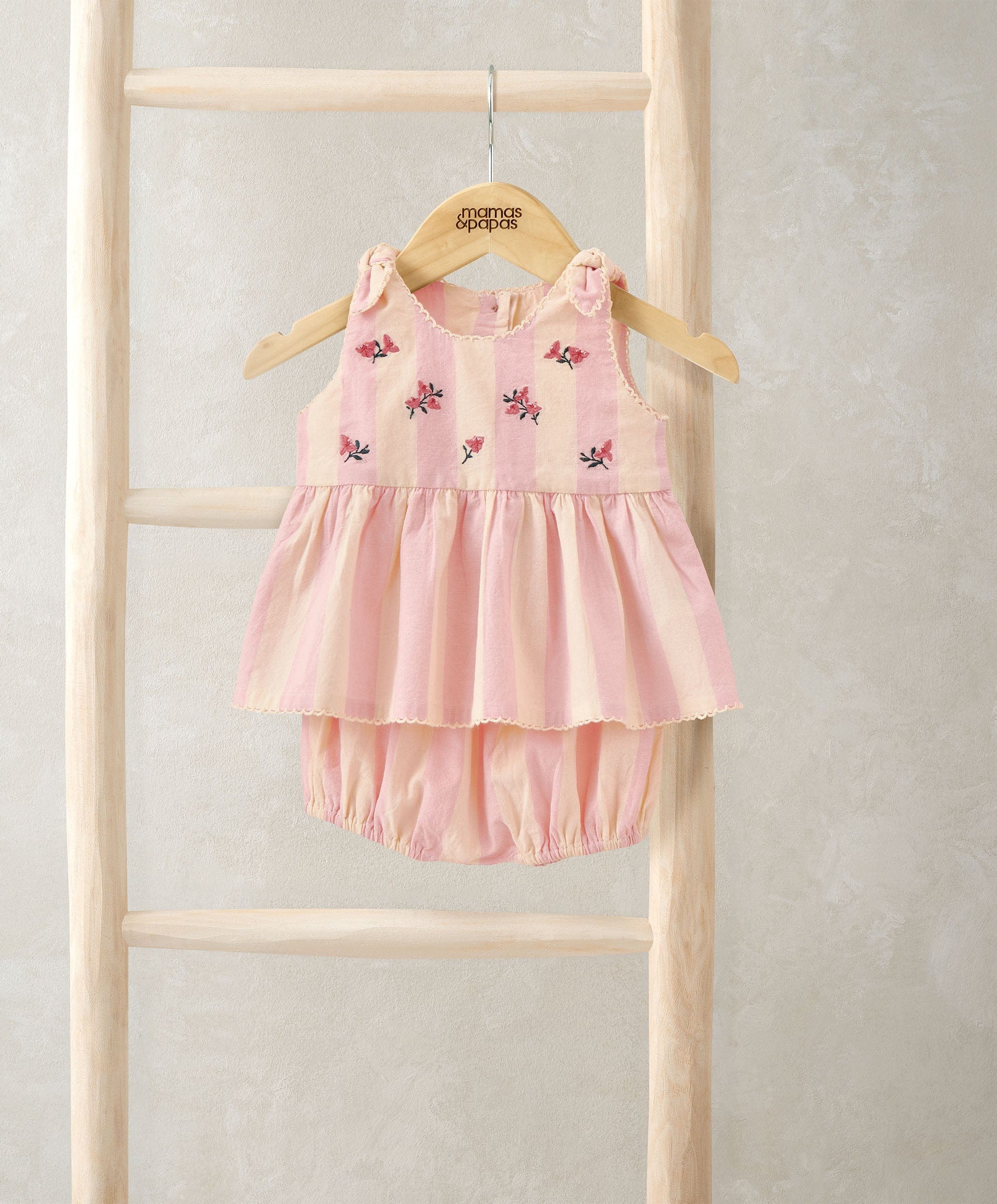 Striped Pink Peplum Top Set