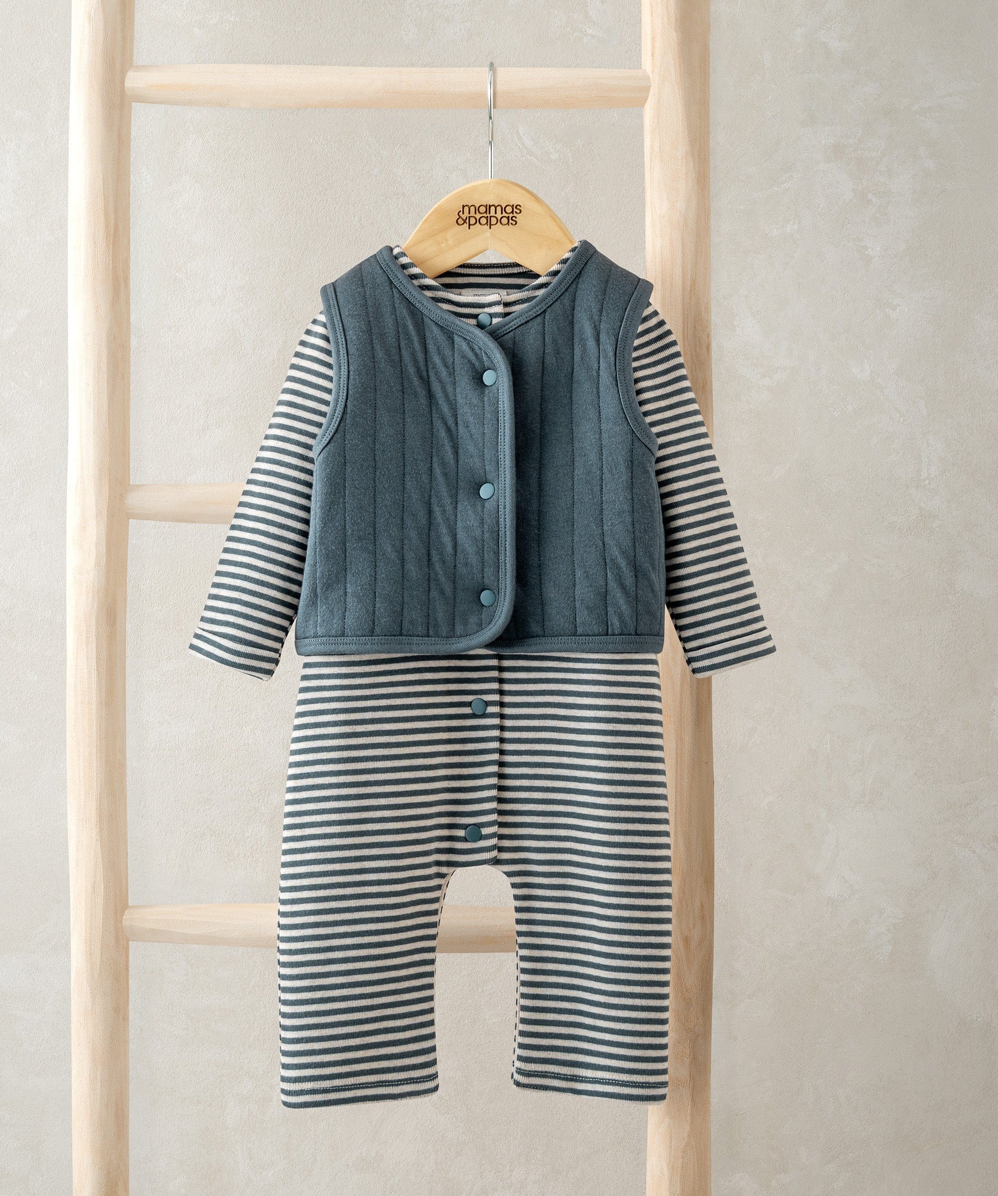 Quilted Gilet & Striped Romper