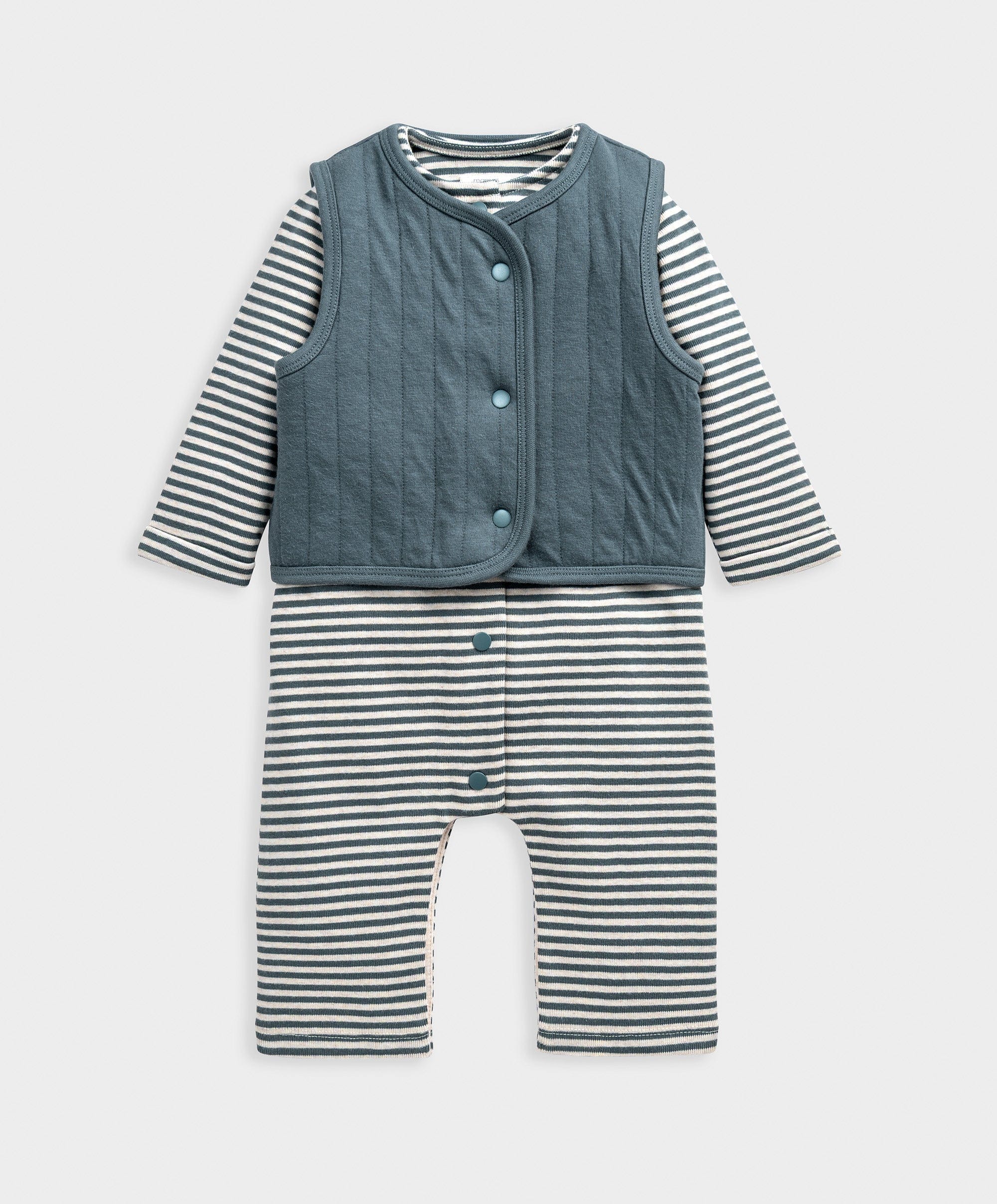 Quilted Gilet & Striped Romper - Image 4