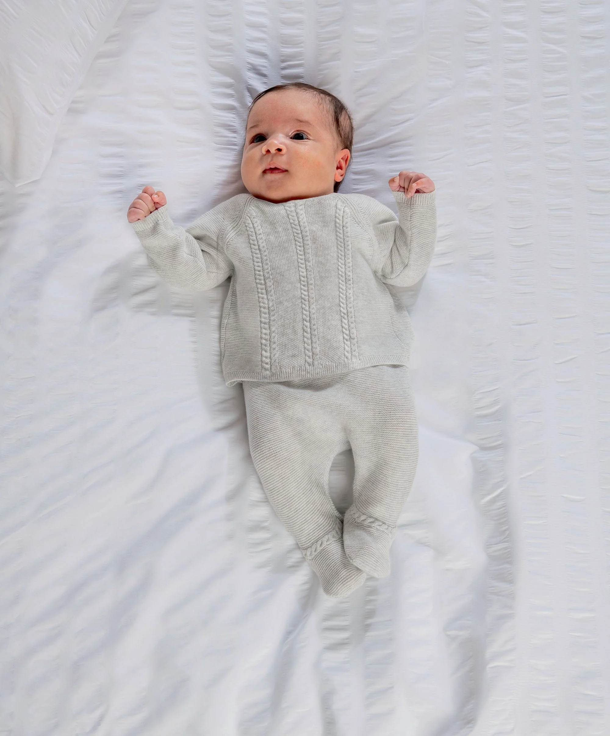Cable Knit Top & Bottoms Set (2 Pieces) - Grey - Image 2