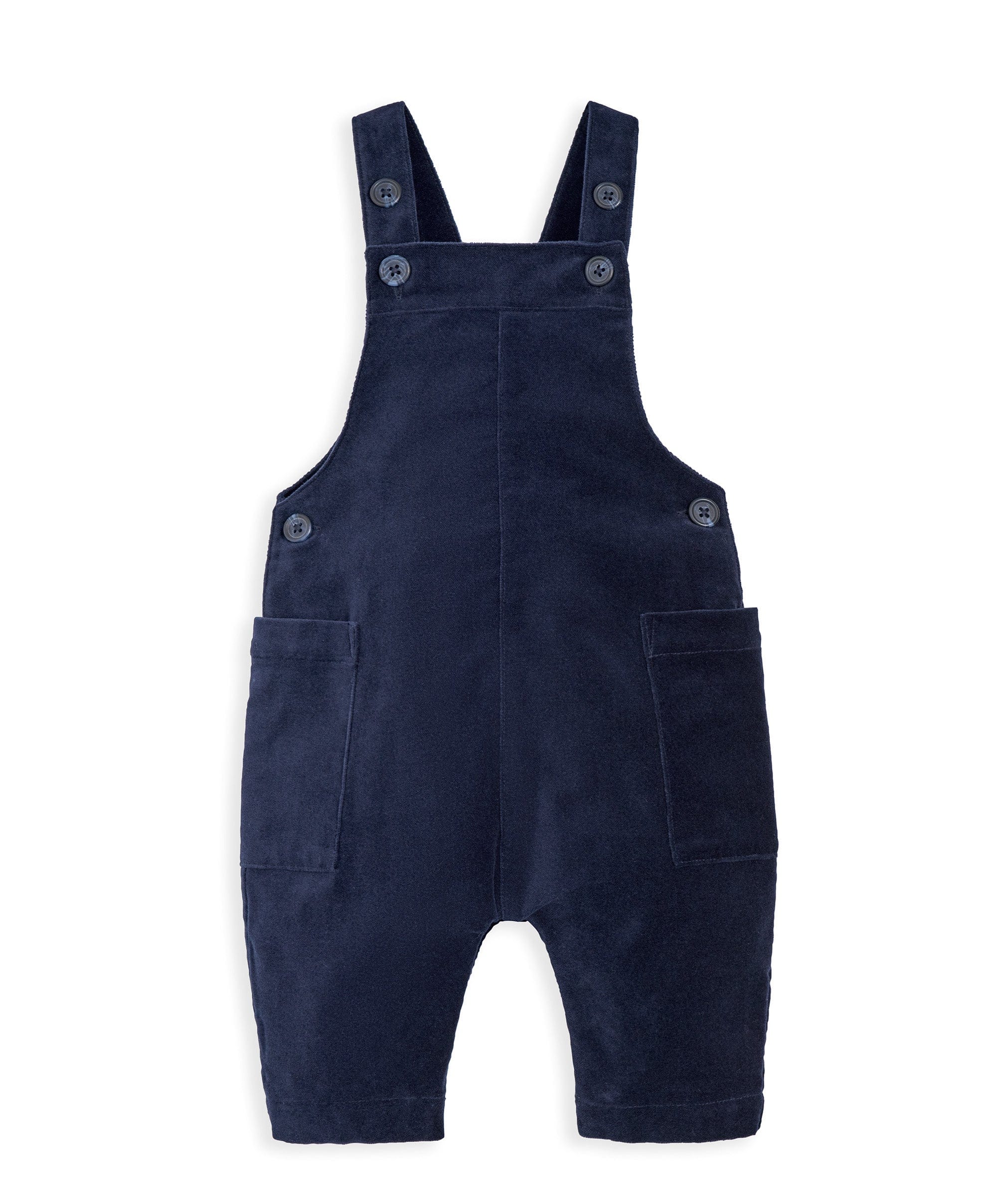 Navy Velour Dungarees & Bodysuit - Image 3