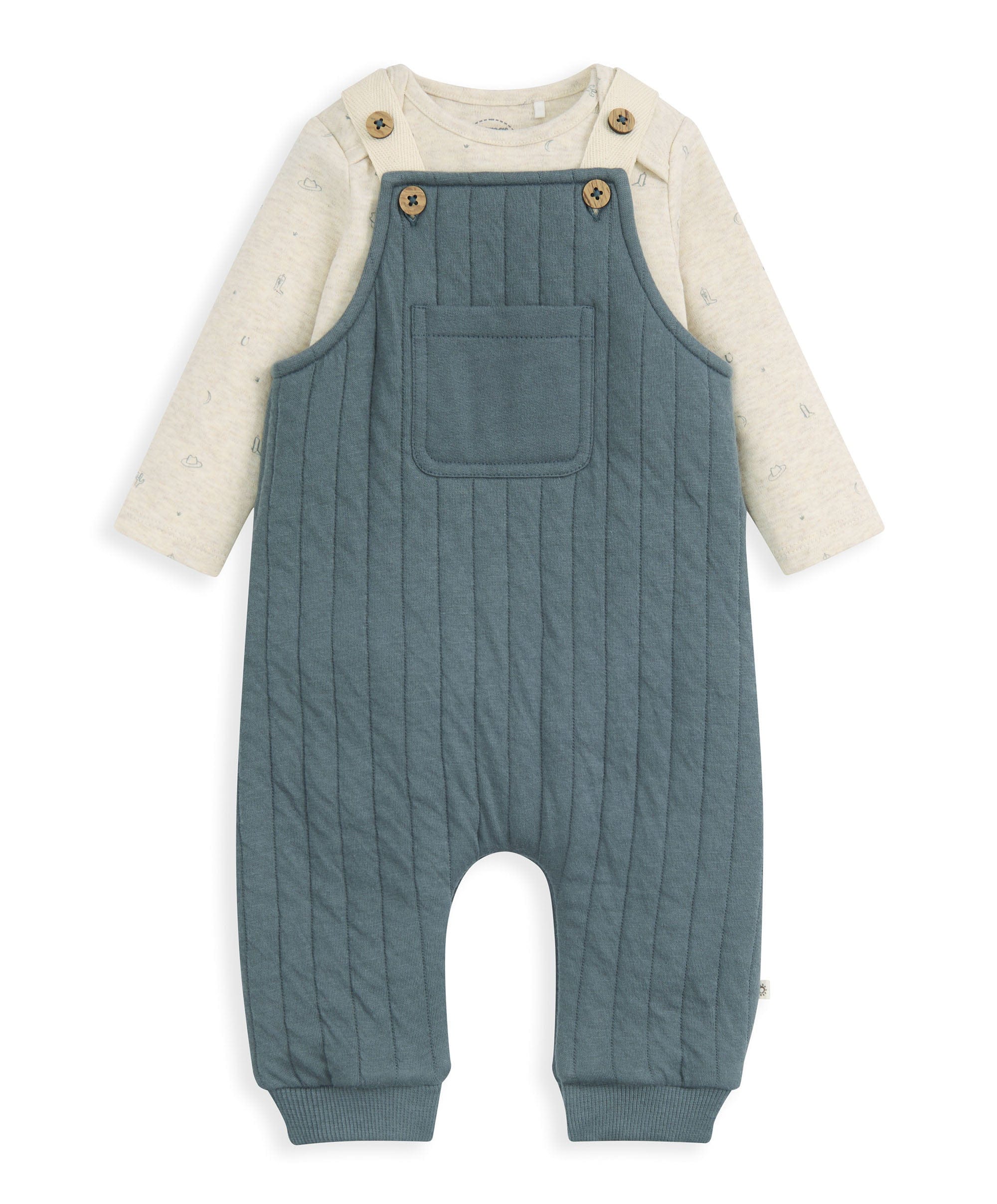 Quilted Dungarees and Oatmeal Bodysuit - Image 2