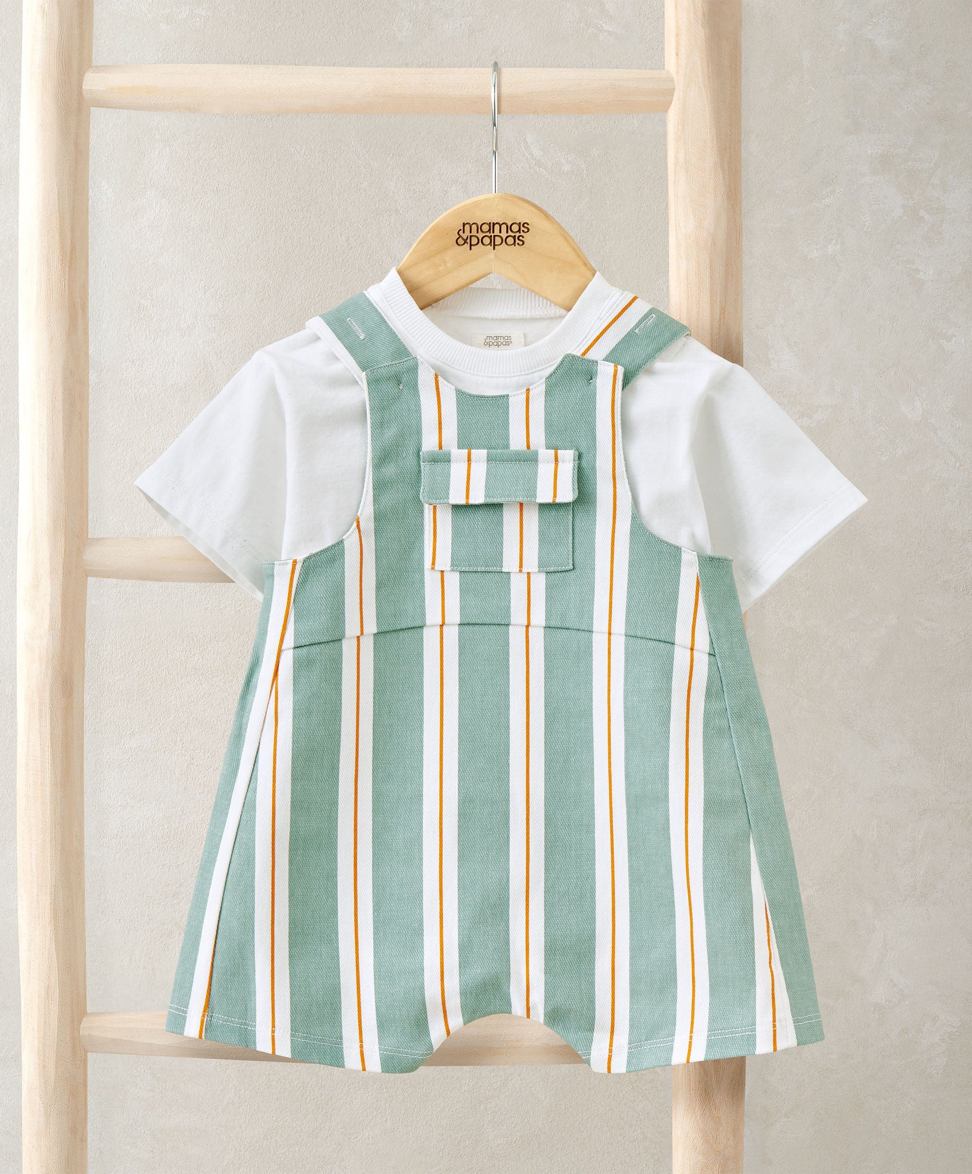 Striped Short Dungarees and T-shirt