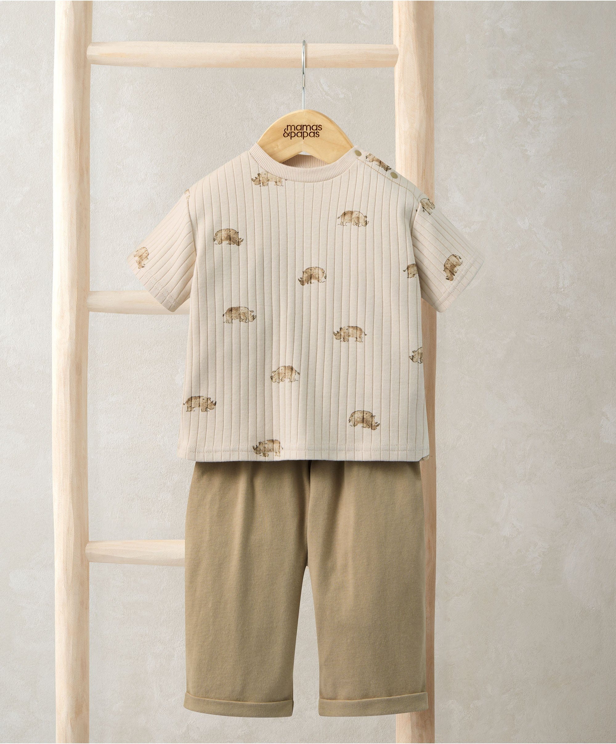 Rhino Ribbed T-Shirt & Trousers Outfit Set