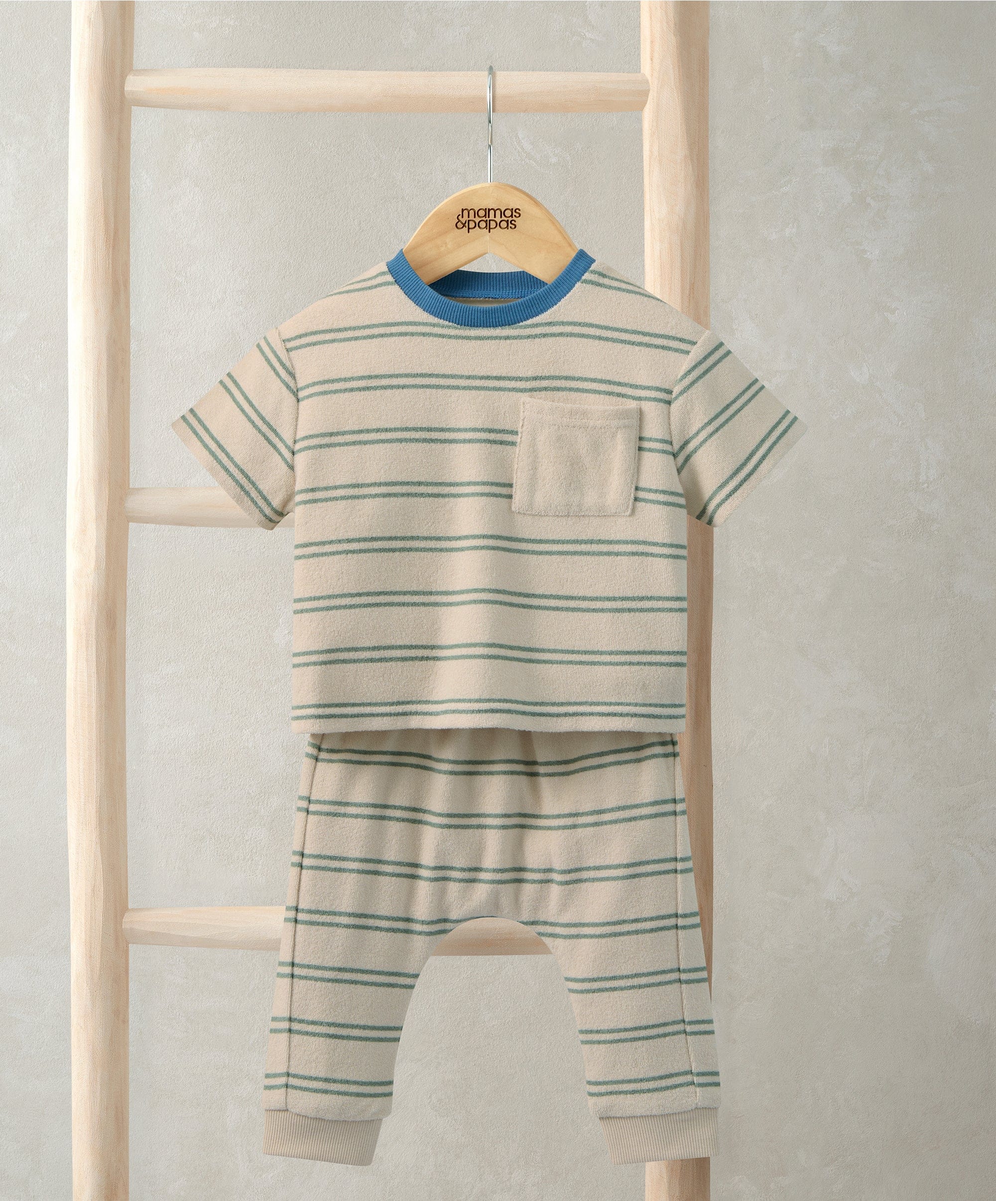 Striped Terry Towelling T-Shirt & Joggers Set - Image 3