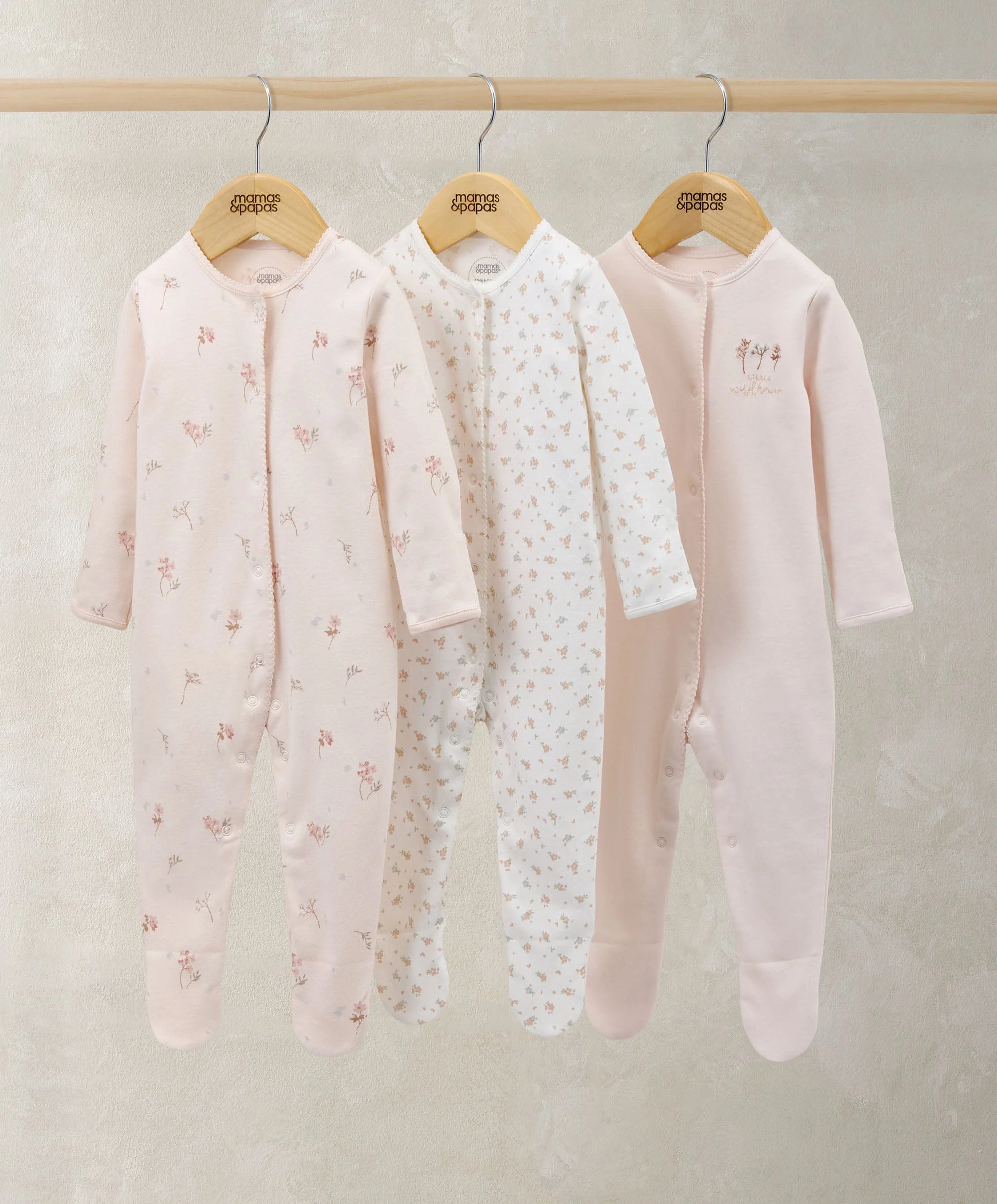 Sleepsuits (Pack of 3) - Wildflower Floral Prints
