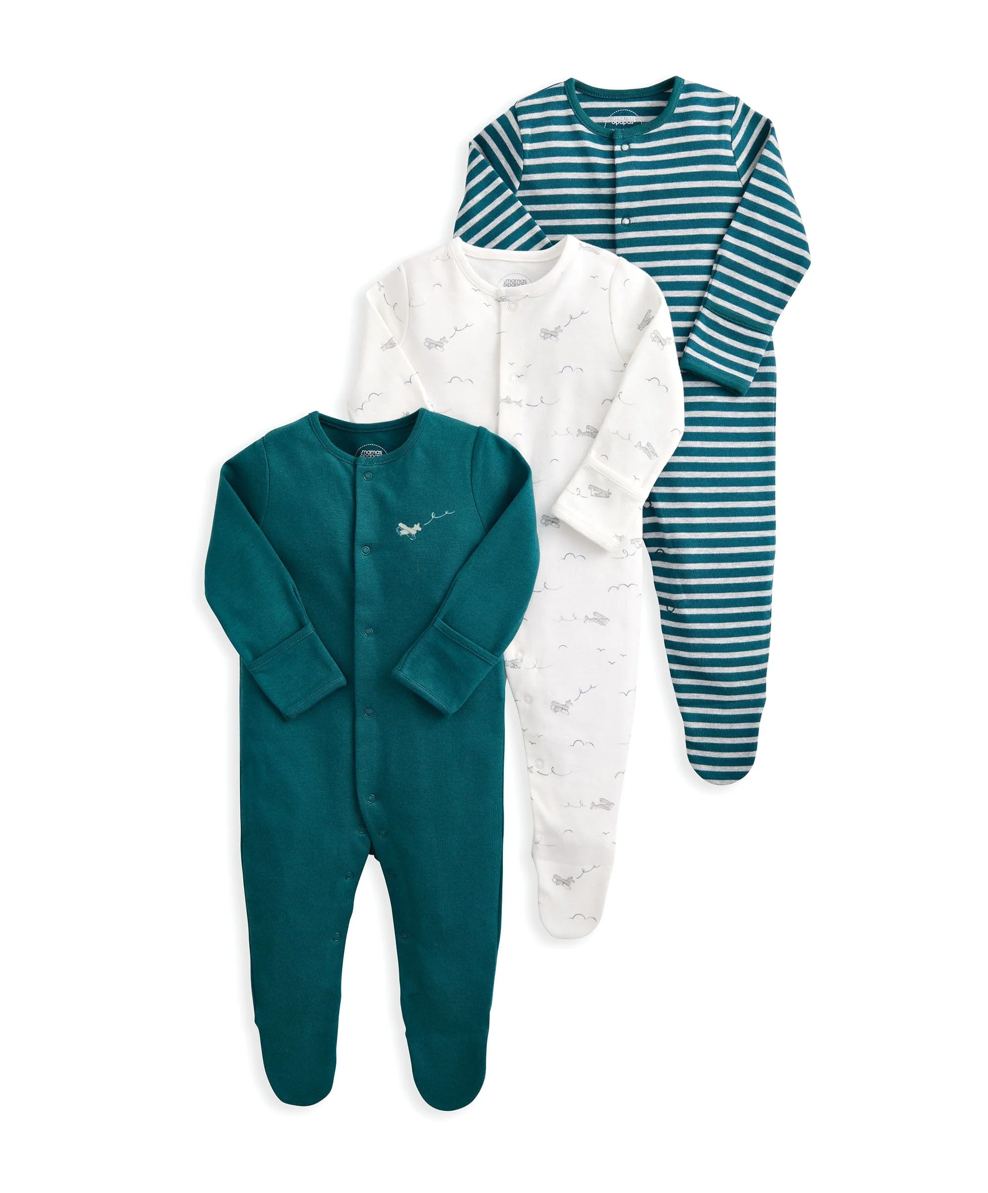 Sleepsuits (Pack of 3) - Planes Stripe - Image 2