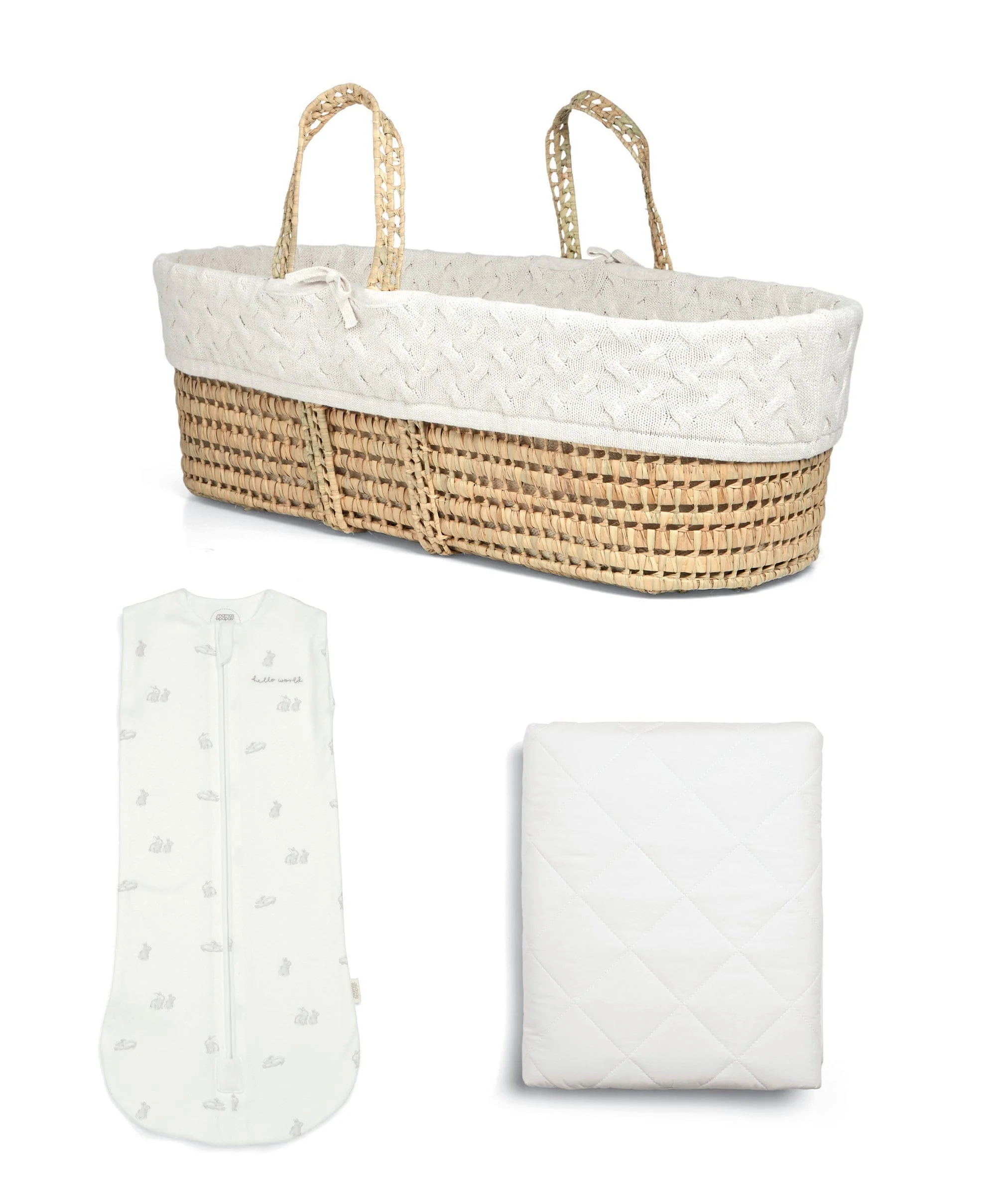 Newborn Moses Basket Bundle (3 Pieces) - Bunny