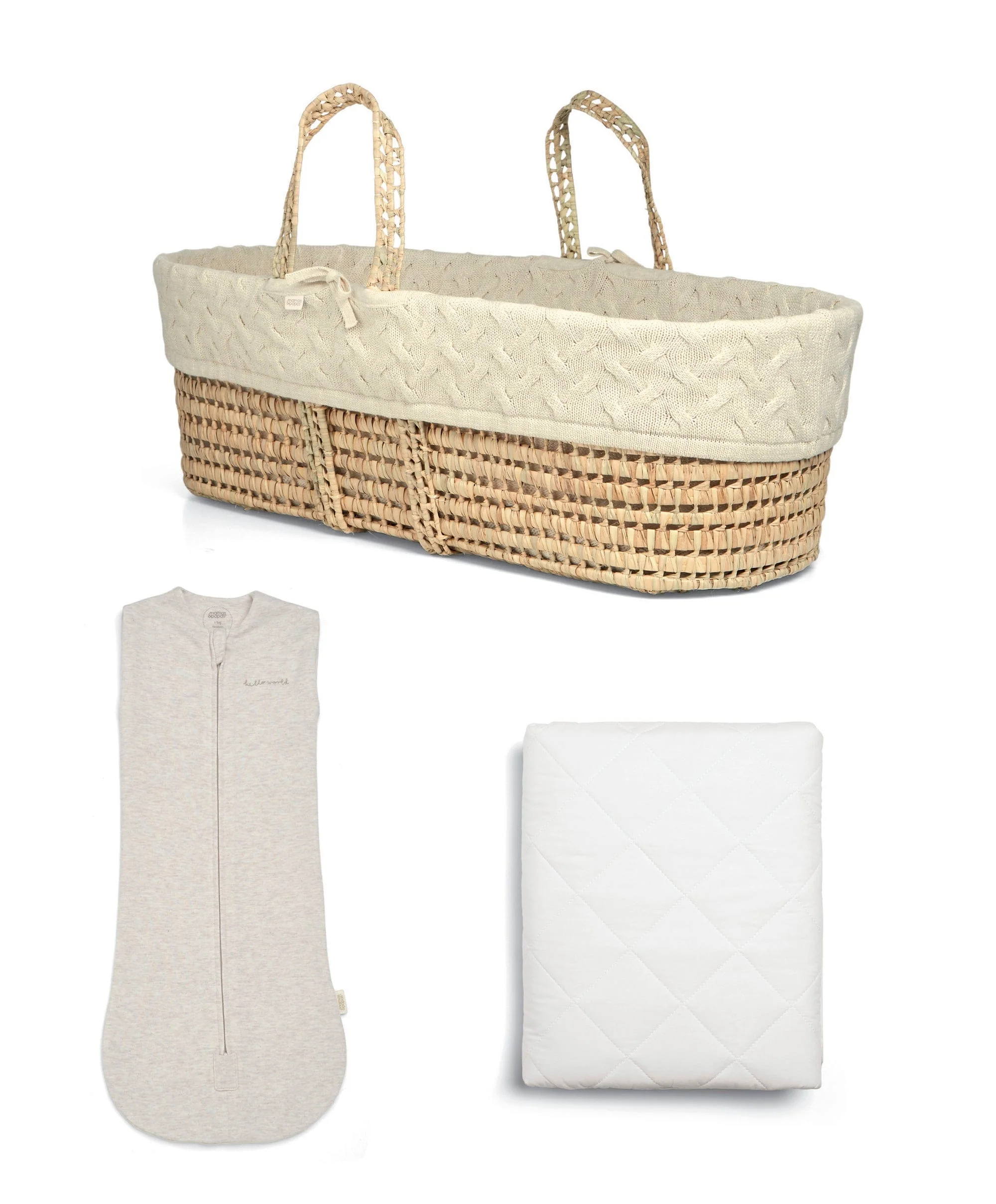 Newborn Swaddle and Moses Basket Bundle (3 Pieces) - Duckling