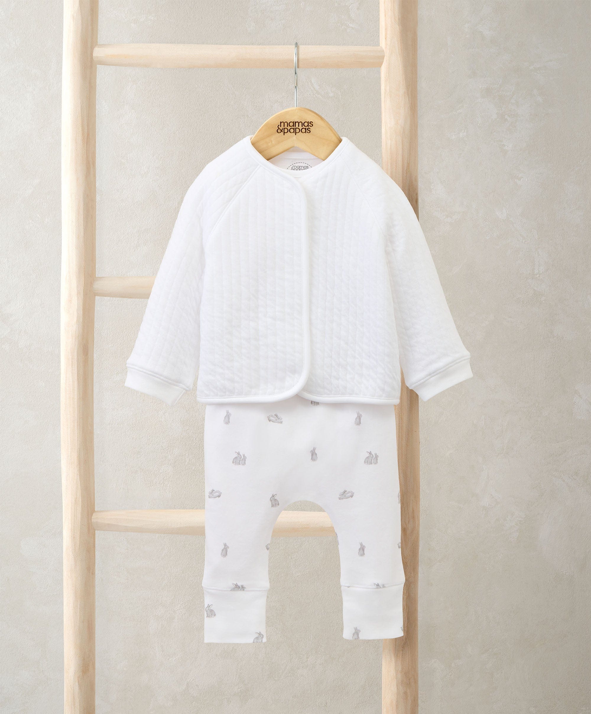 Quilted Jacket Bodysuit and Bottoms Set (3 Pieces)  Bunny Print