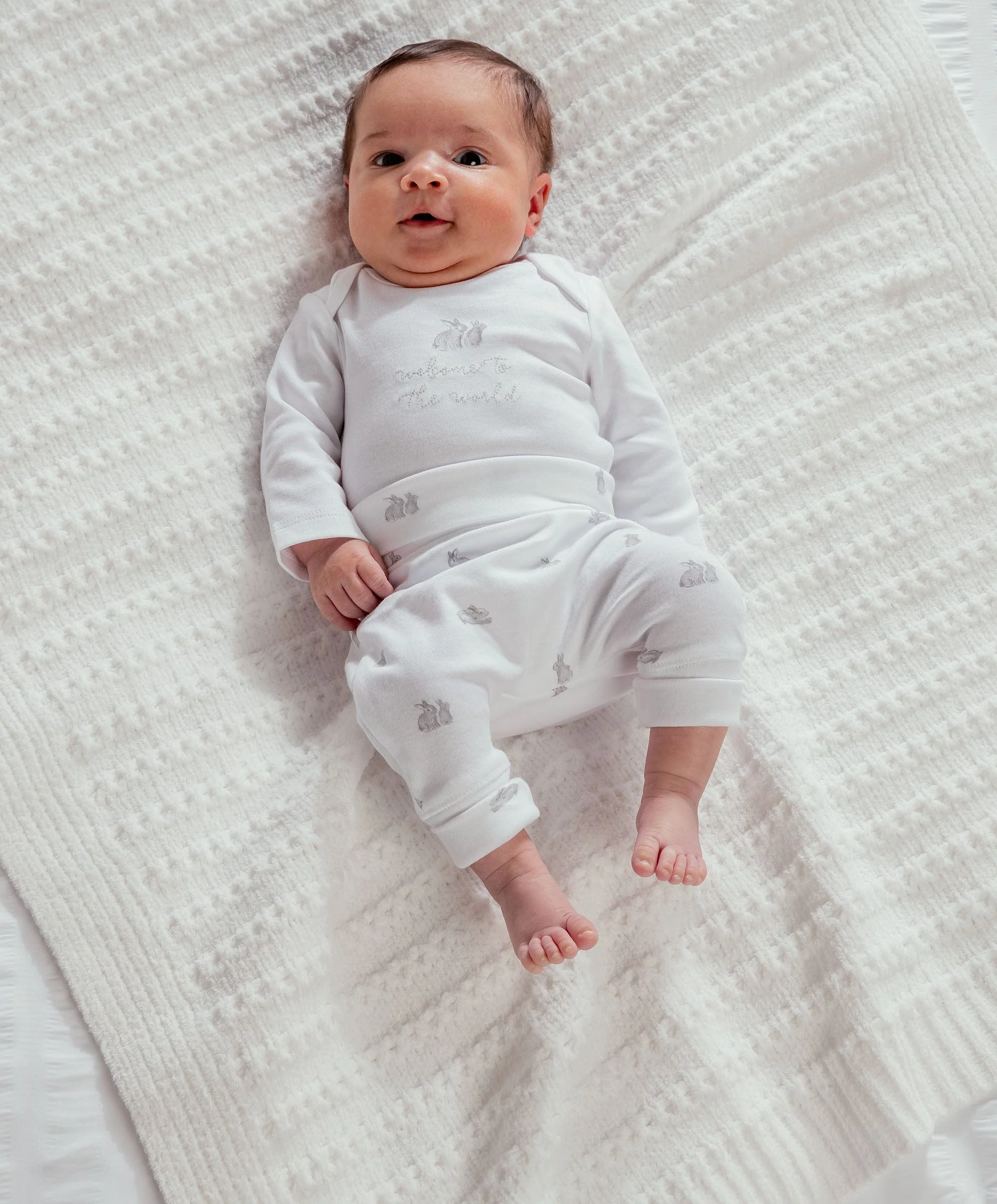 Quilted Jacket Bodysuit and Bottoms Set (3 Pieces)  Bunny Print - Image 2