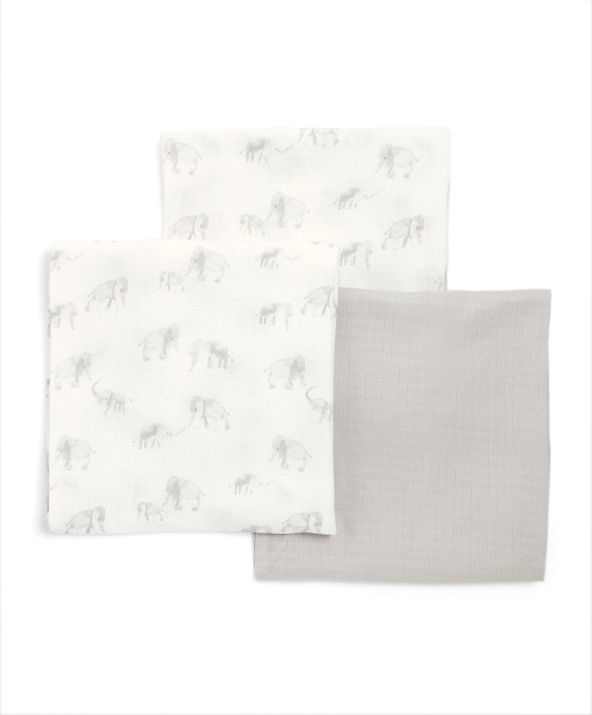 Large Muslin Cloths (3 Pack) - Welcome to the World Elephant - Image 3