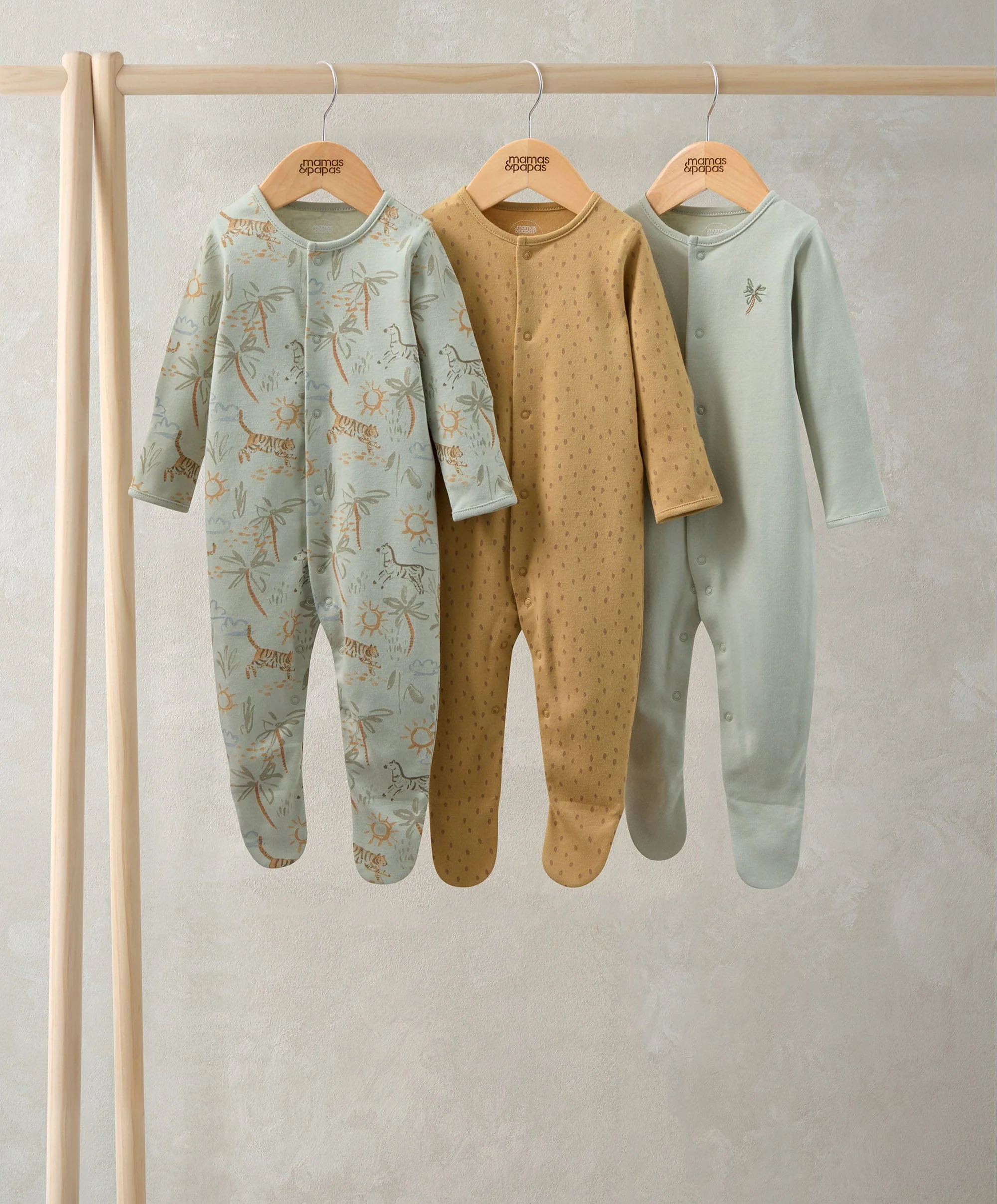 Safari Sleepsuits (Pack of 3)