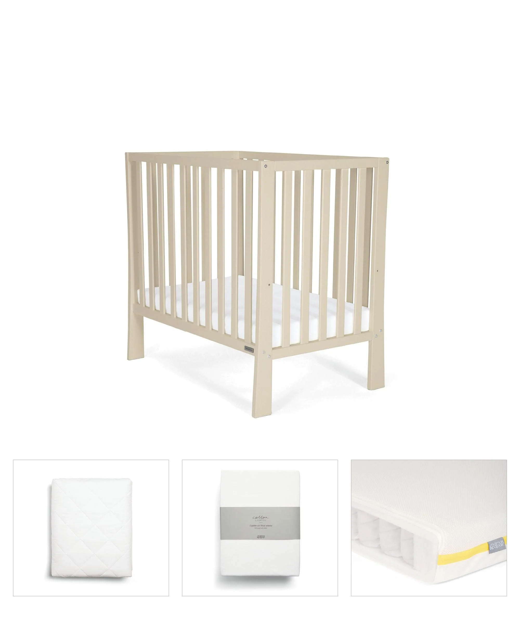 Petite Cot Bundle with Essential Pocket Spring Mattress (4 Pieces) - Cashmere