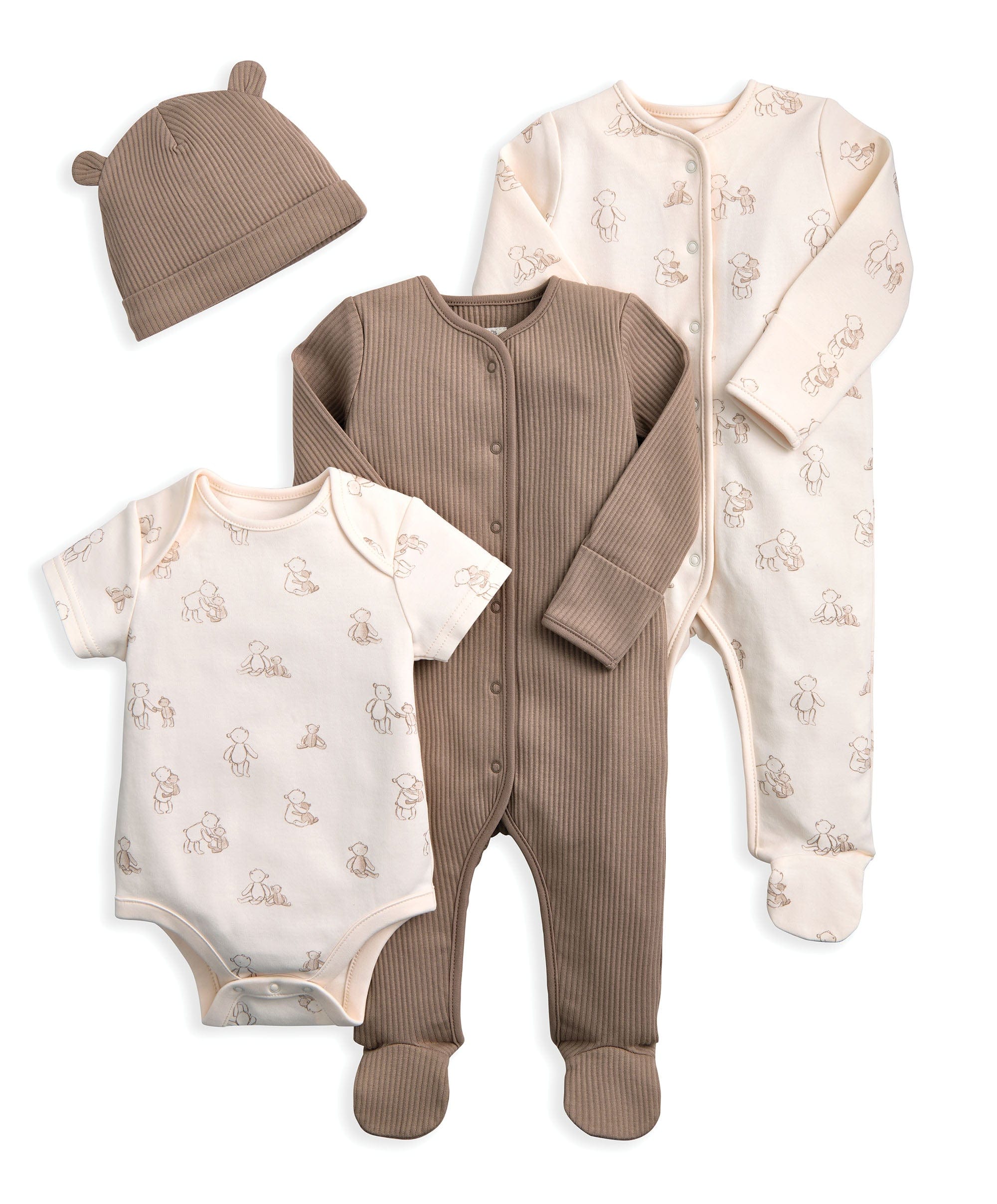 Bear Print All In Ones Bodysuit and Hat Set (4 Pieces) - Image 6