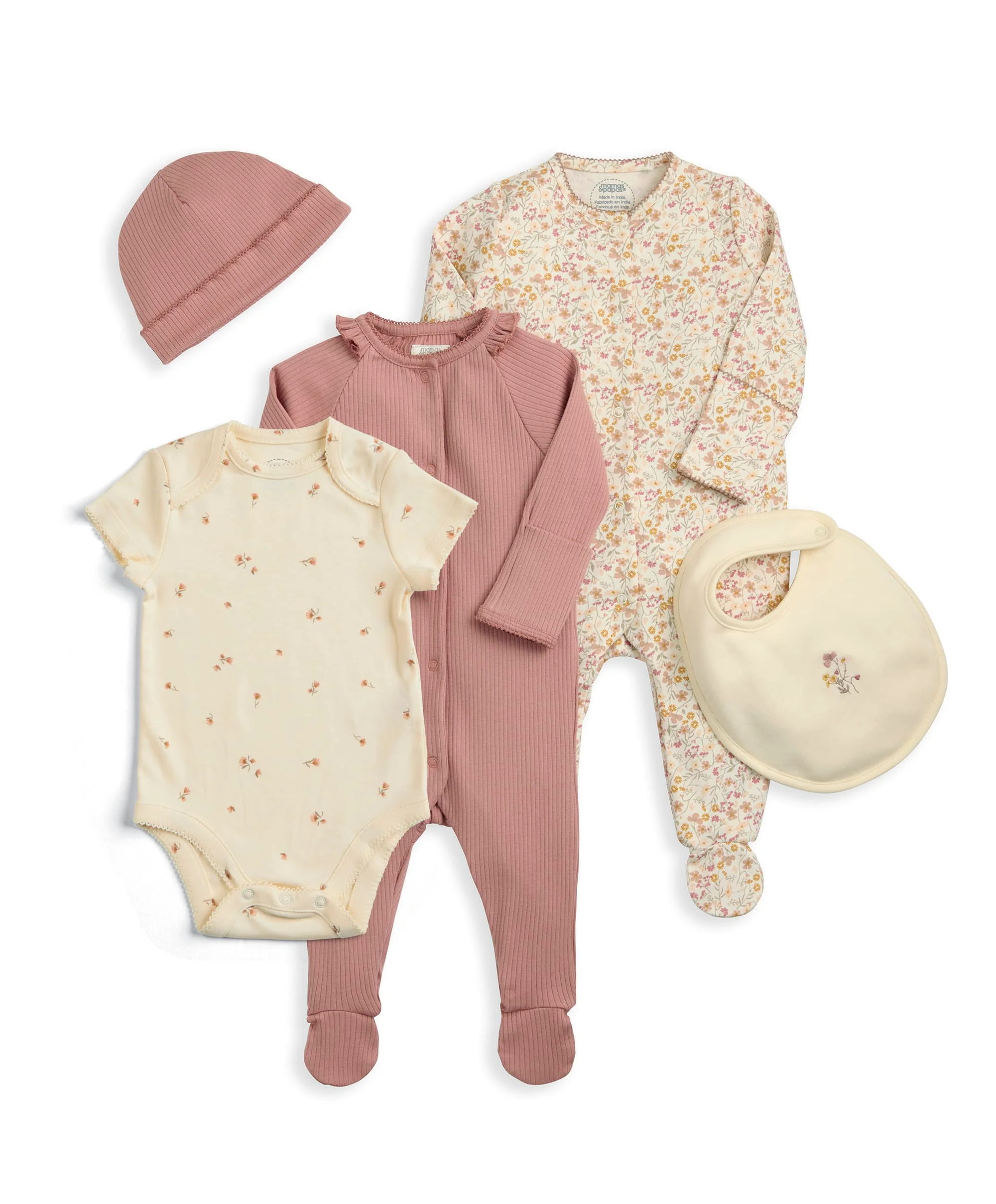 Welcome to the World Floral Baby Clothes 5 Piece Set - Image 2