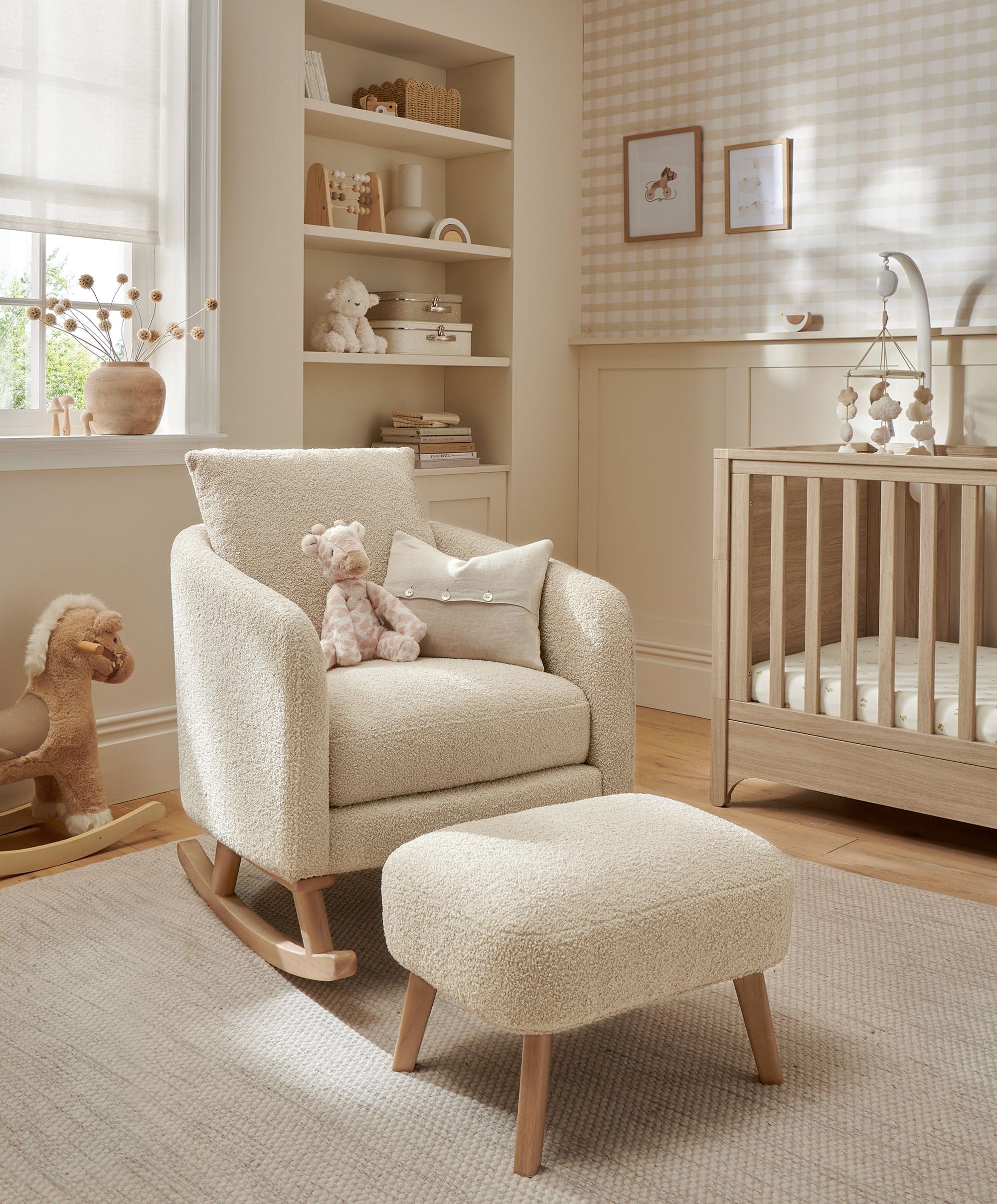 Alma Nursing Chair & Stool - Off White Boucle