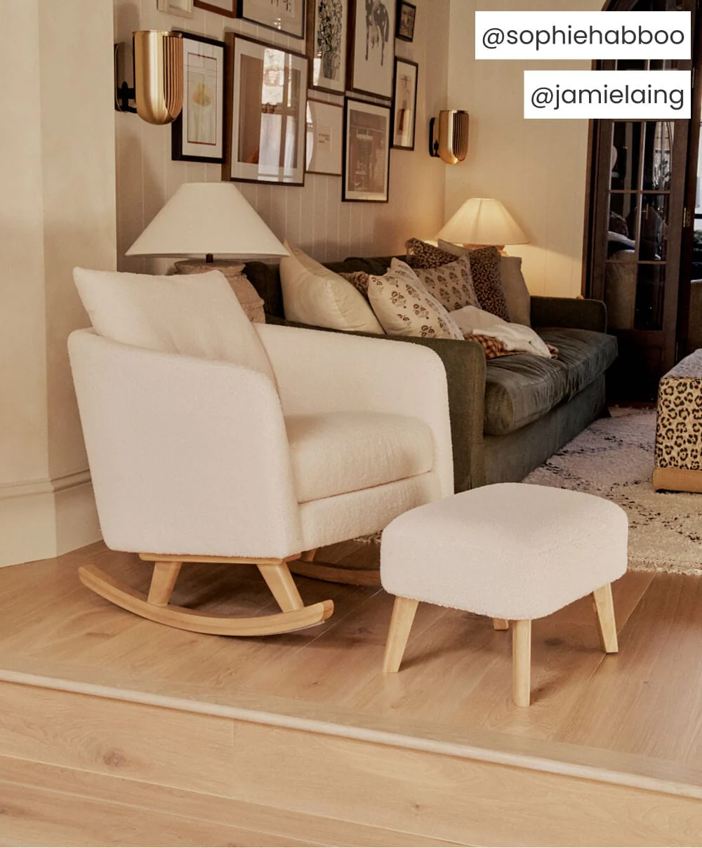 Alma Nursing Chair & Stool - Off White Boucle - Image 3