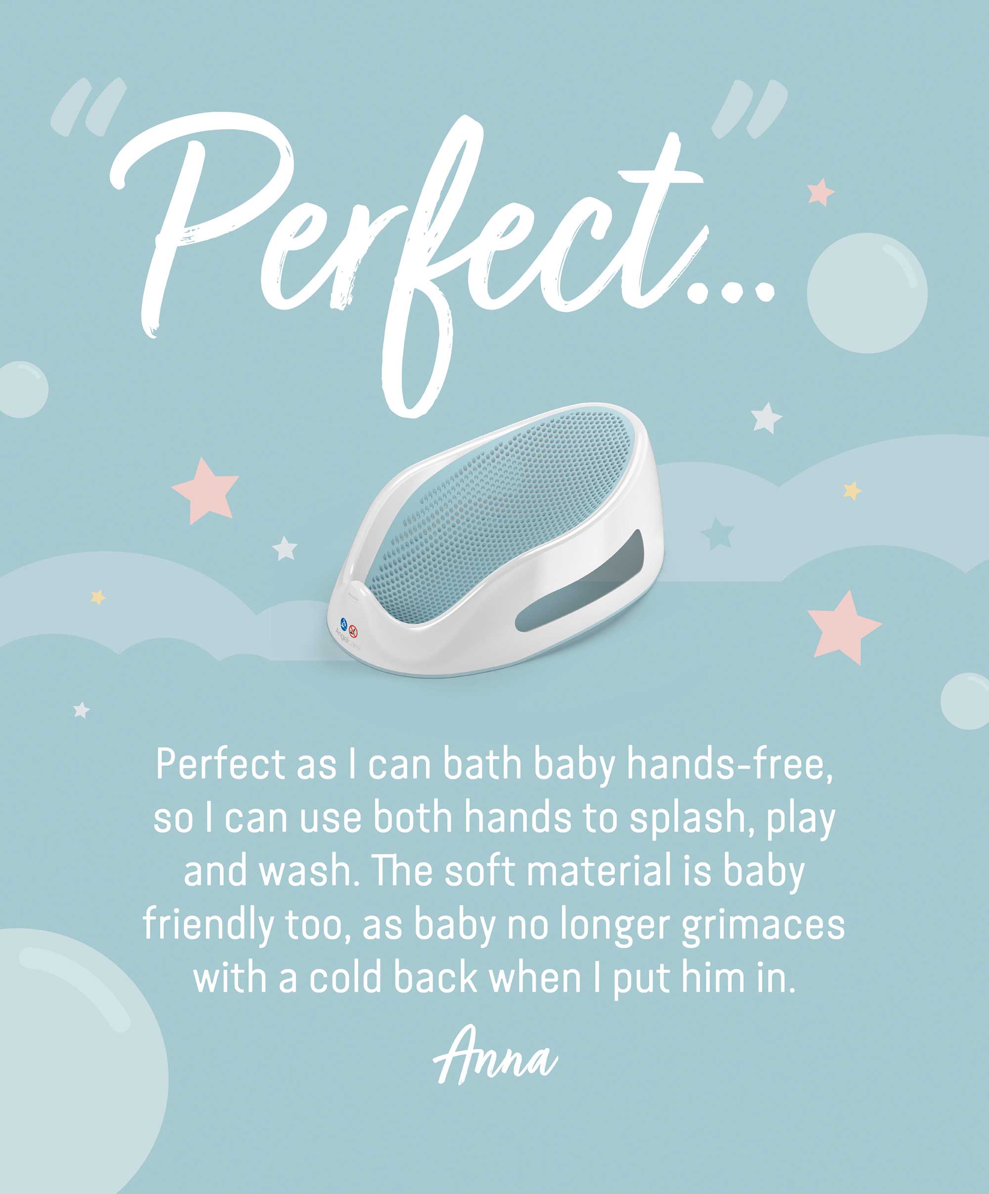 Angelcare Soft Touch Baby Bath Support - Aqua - Image 14