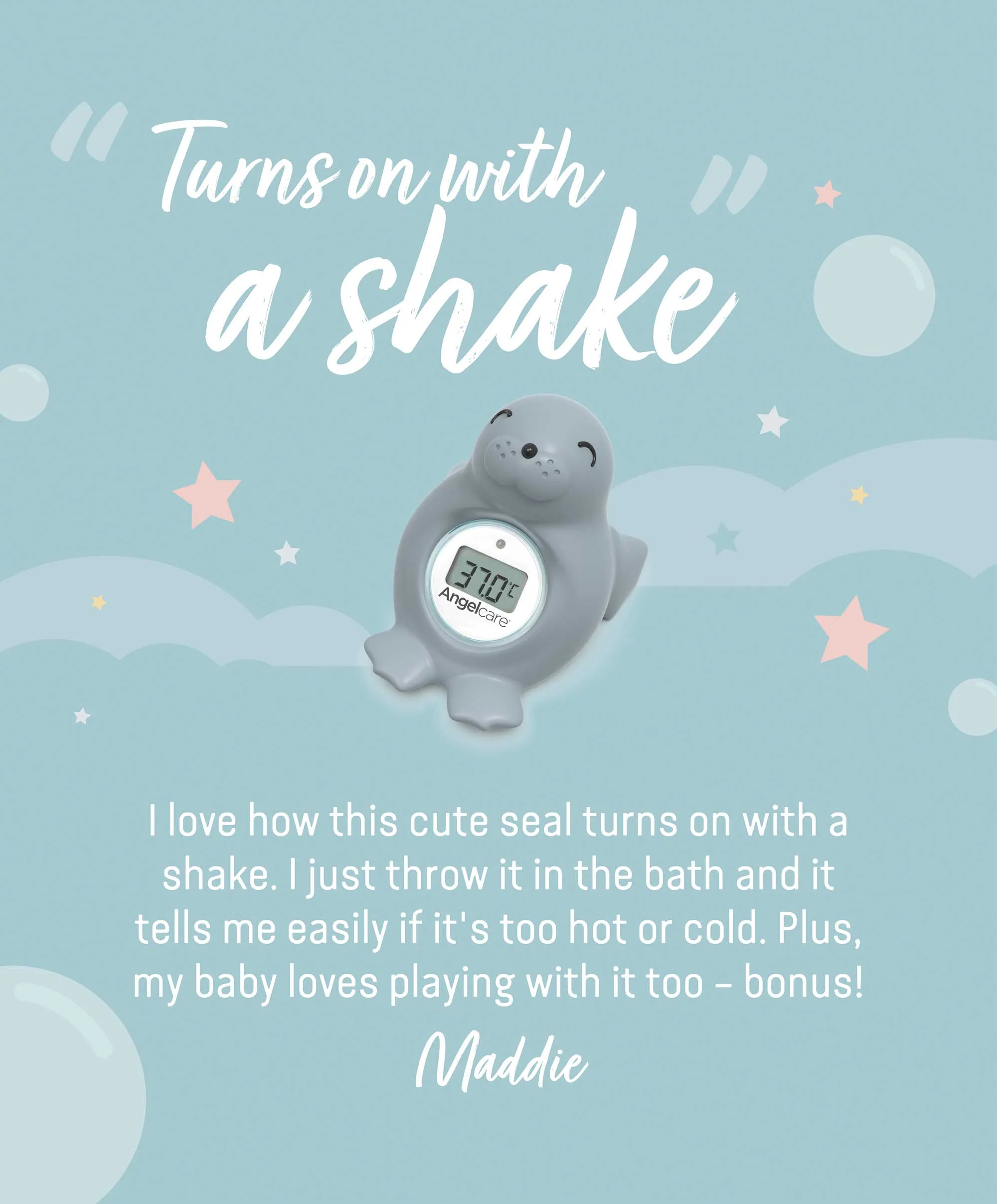 Angelcare Happy Seal Baby Bath and Room Thermometer - Grey - Image 13
