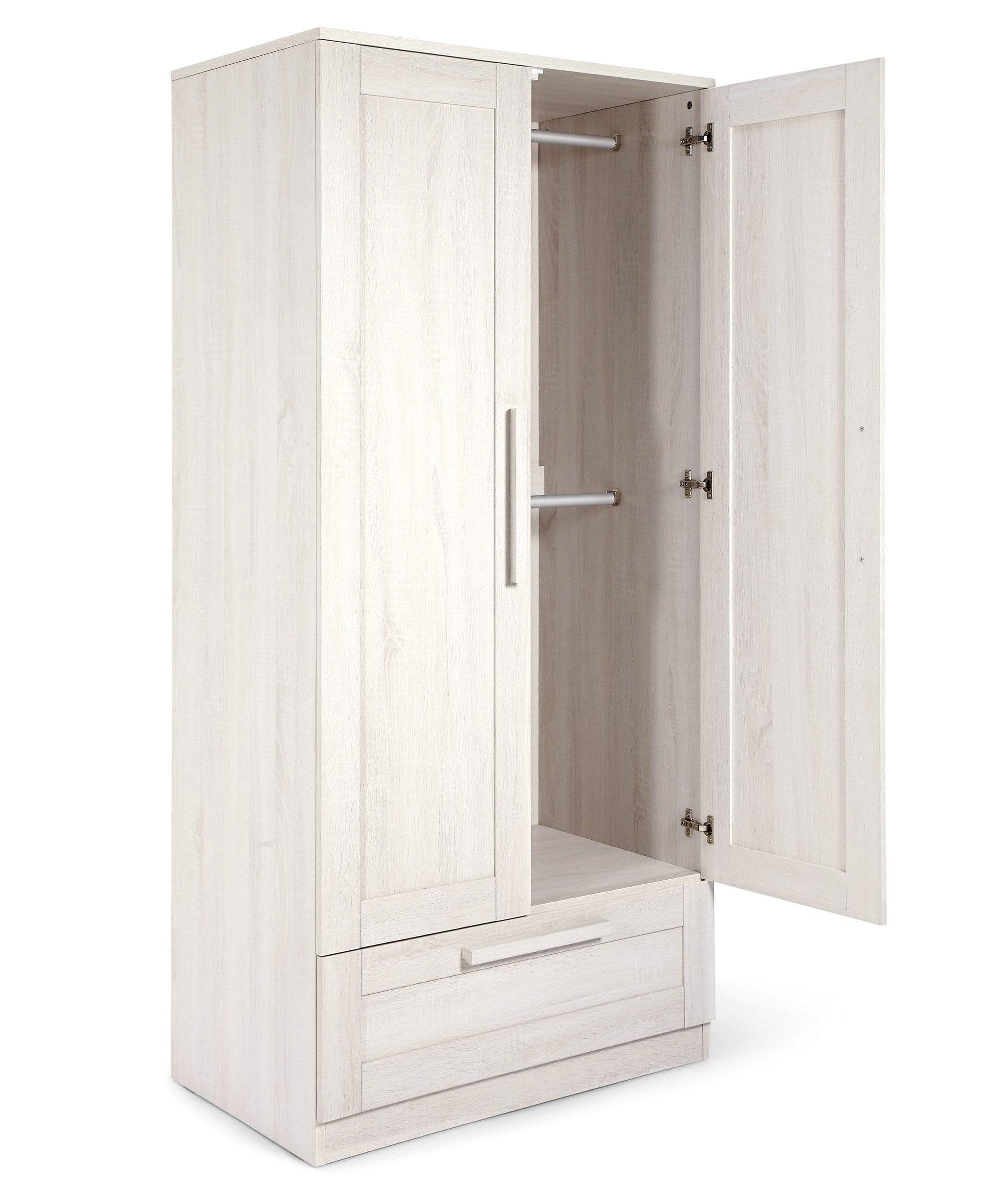 Atlas 2 Door Nursery Wardrobe with Storage Drawer - Nimbus White - Image 3