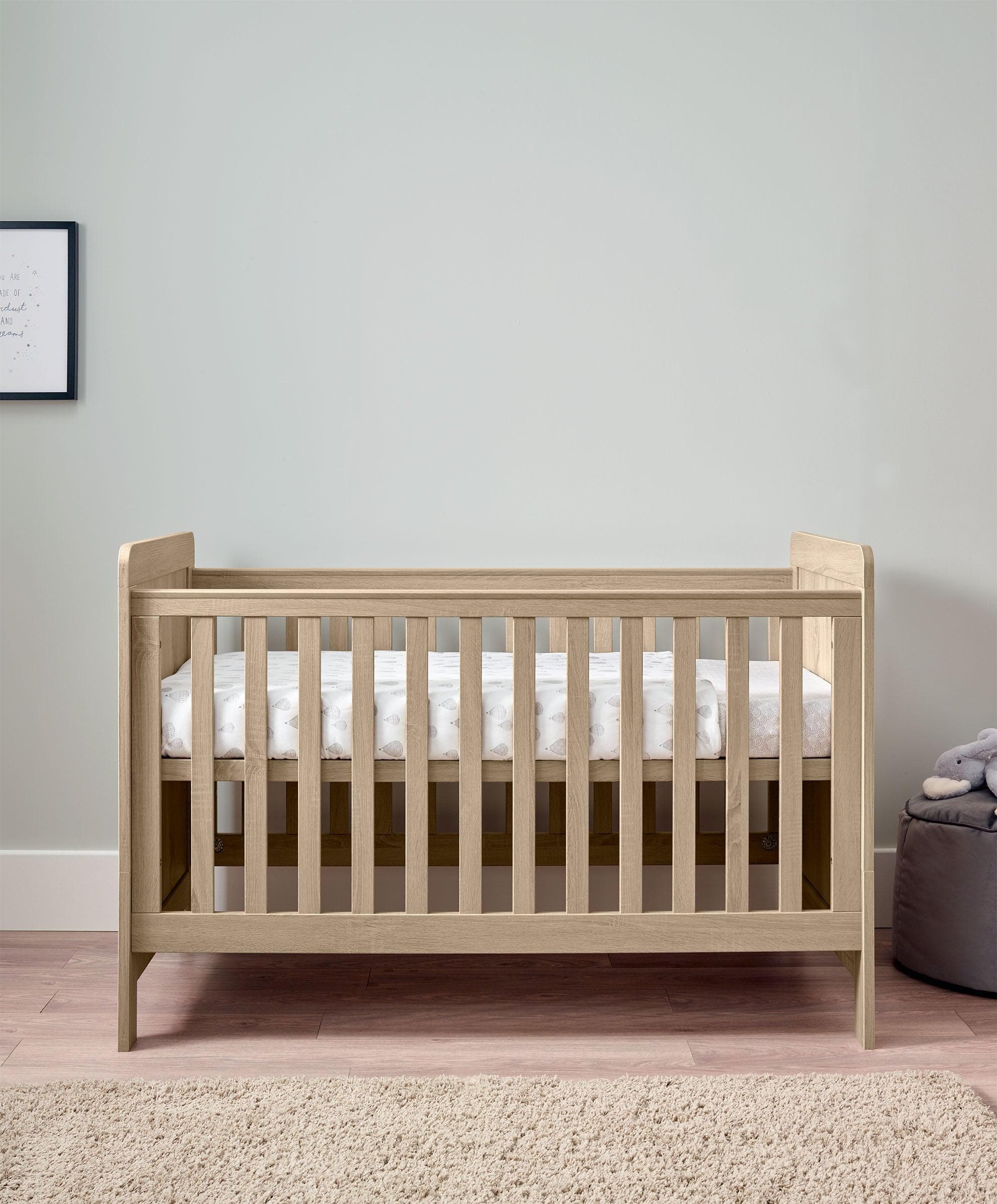 Atlas Cotbed & Luxury Hybrid Twin Mattress Bundle - Light Oak - Image 4
