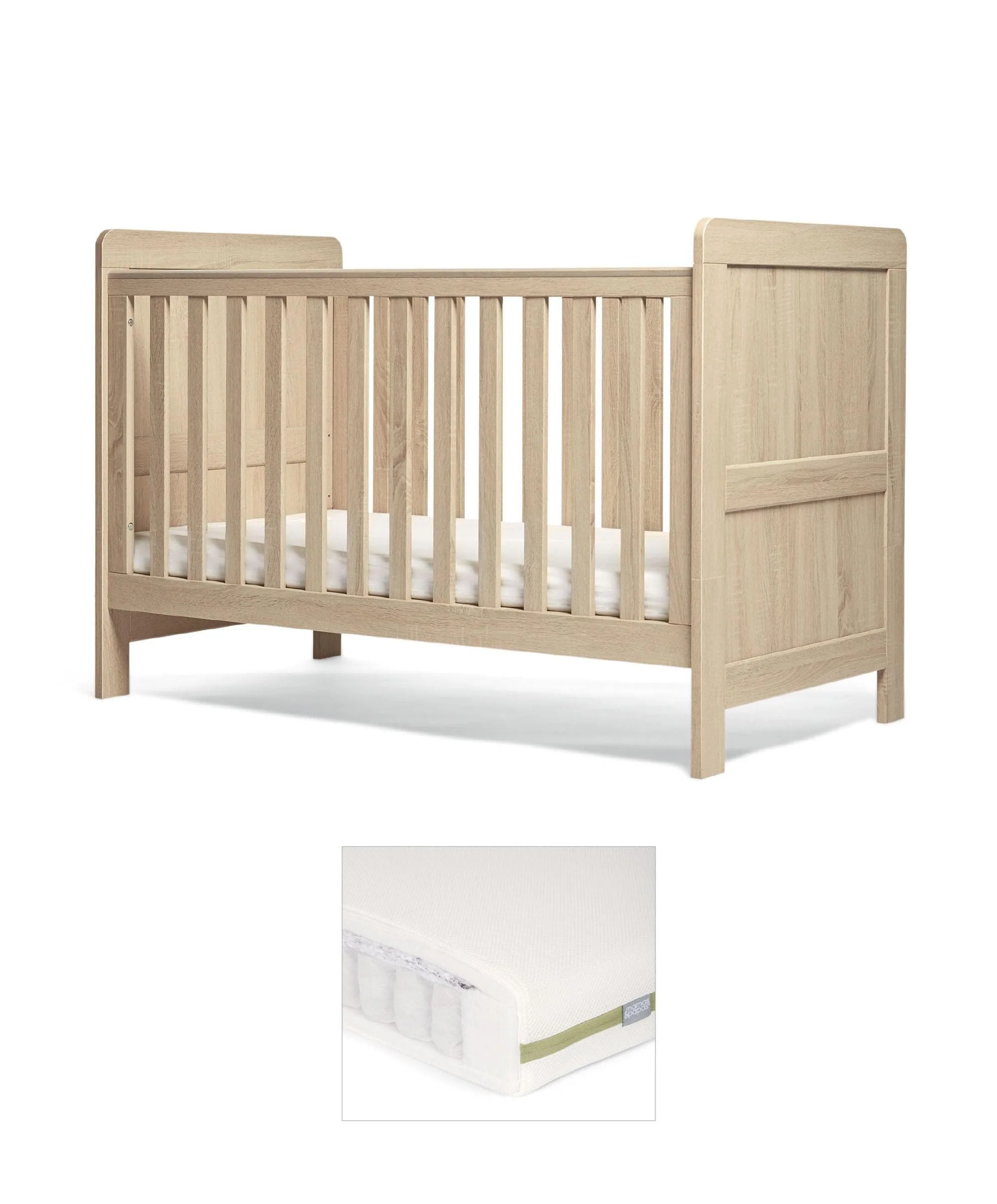 Atlas Cotbed & Premium Pocket Spring Mattress Bundle - Light Oak