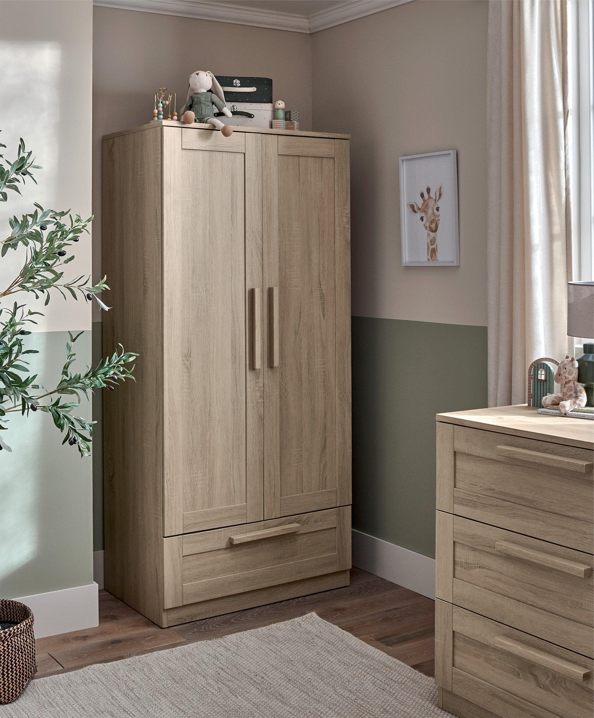 Atlas 3 Piece Small Cotbed Range with Dresser Changer & Wardrobe - Light Oak - Image 6