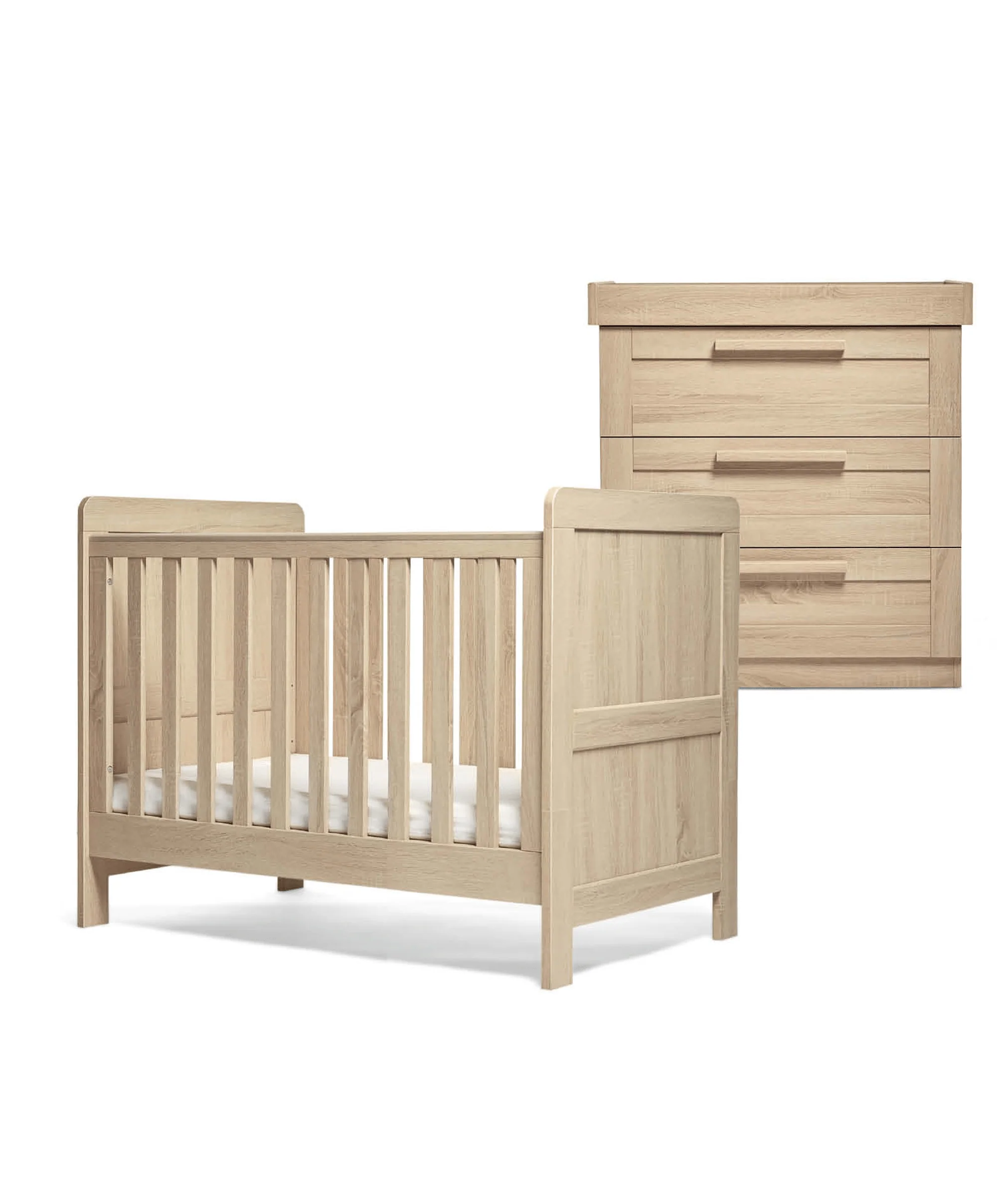 Atlas 2 Piece Small Cotbed Set with Dresser Changer - Light Oak