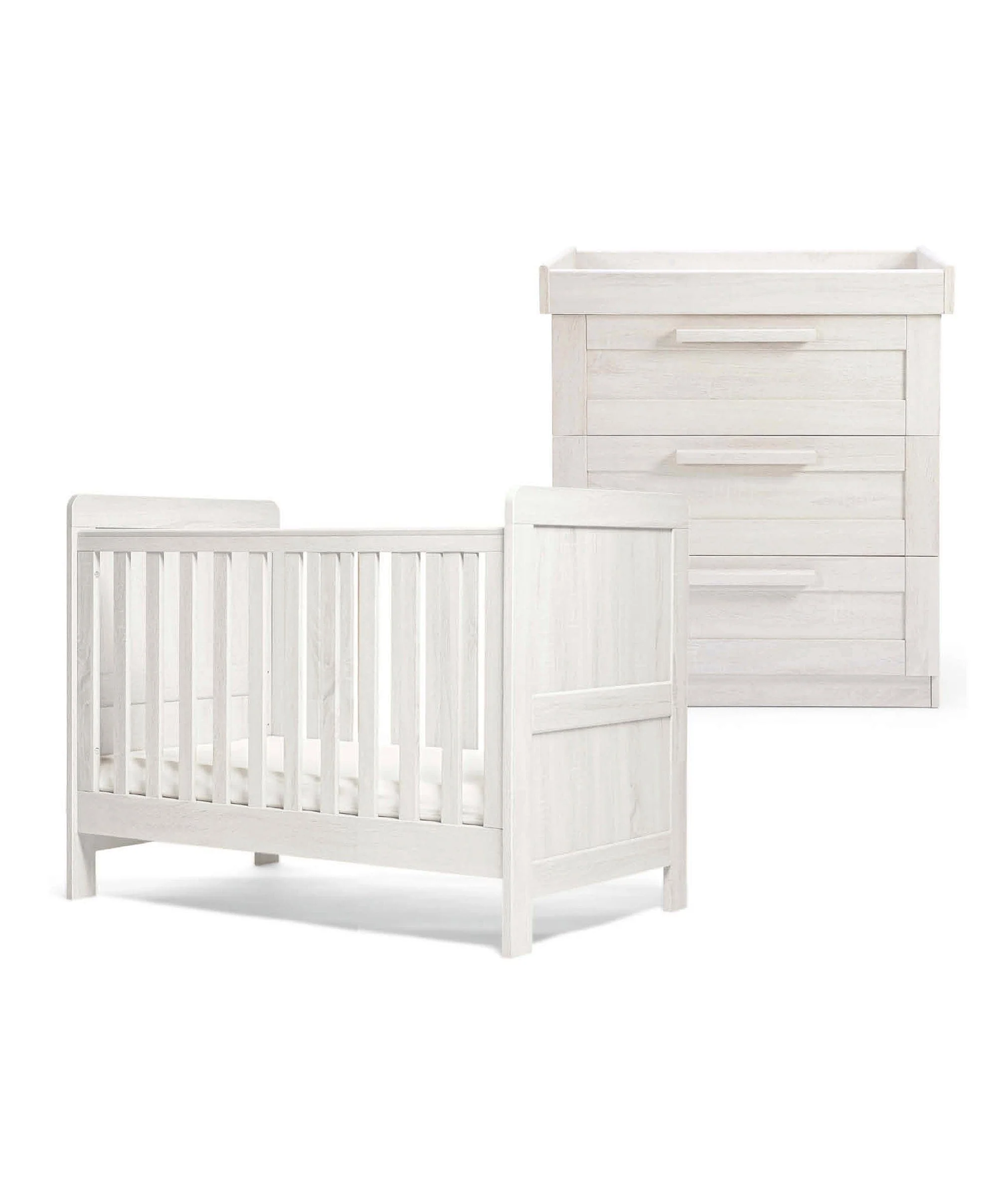 Atlas 2 Piece Small Cotbed Set with Dresser Changer - White
