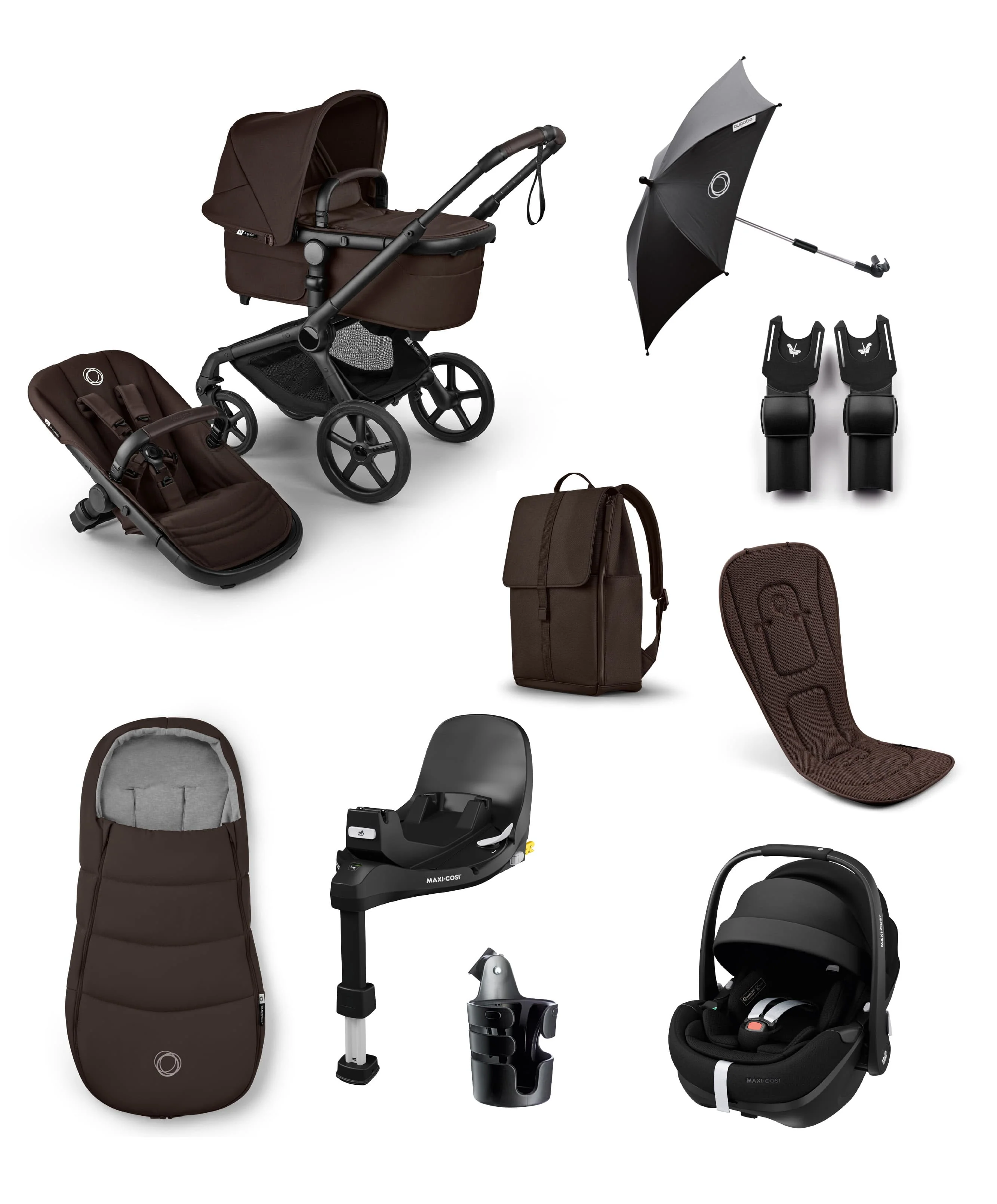 Bugaboo Fox 5 Renew Pushchair Bundle With Maxi-Cosi Pebble 360 Pro Car Seat & Base (9 Pieces)  - Cocoa Brown