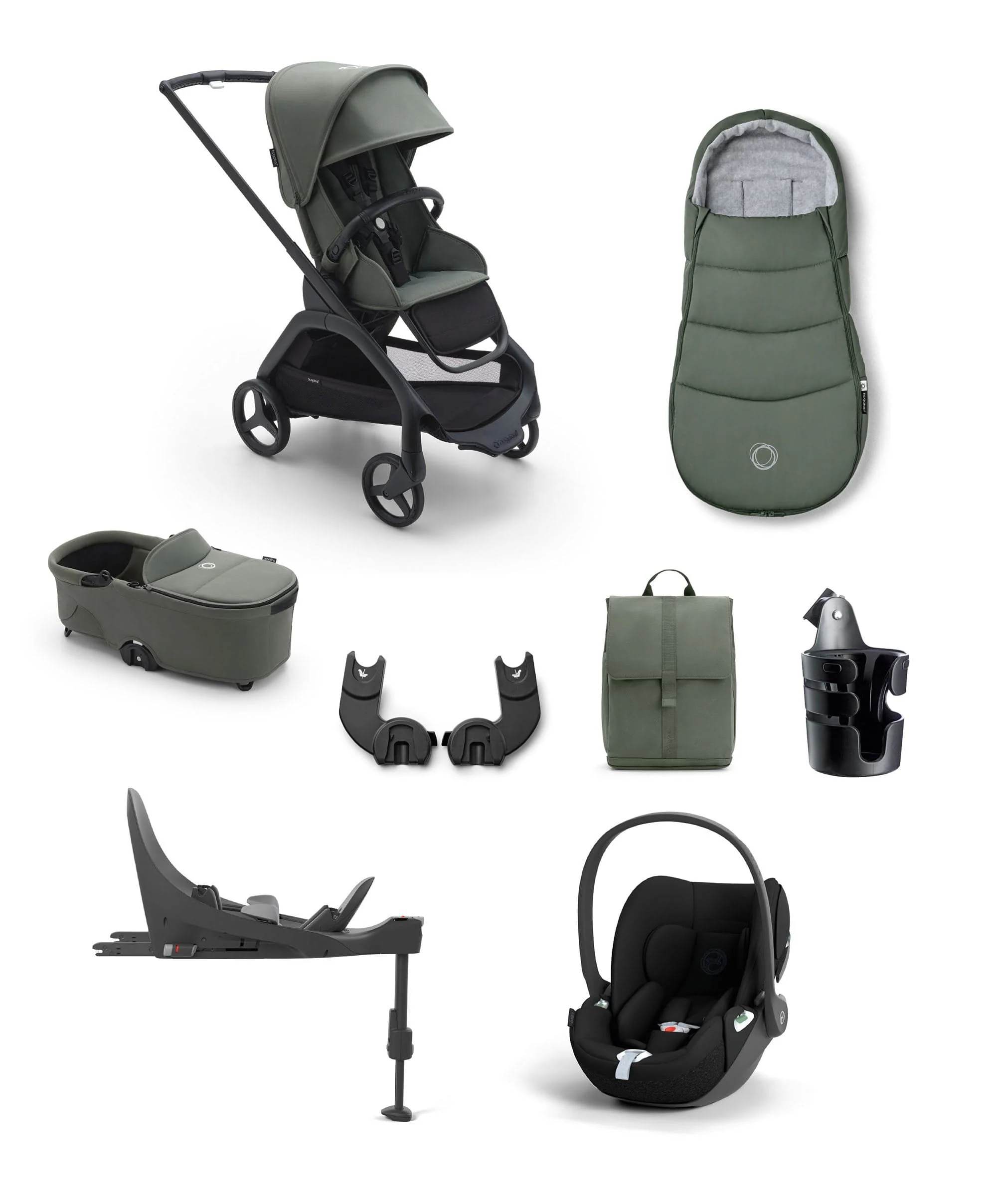 Bugaboo Dragonfly Complete Stroller Bundle With Cybex Cloud T i-Size Rotating Baby Car Seat & Base (8 Pieces)