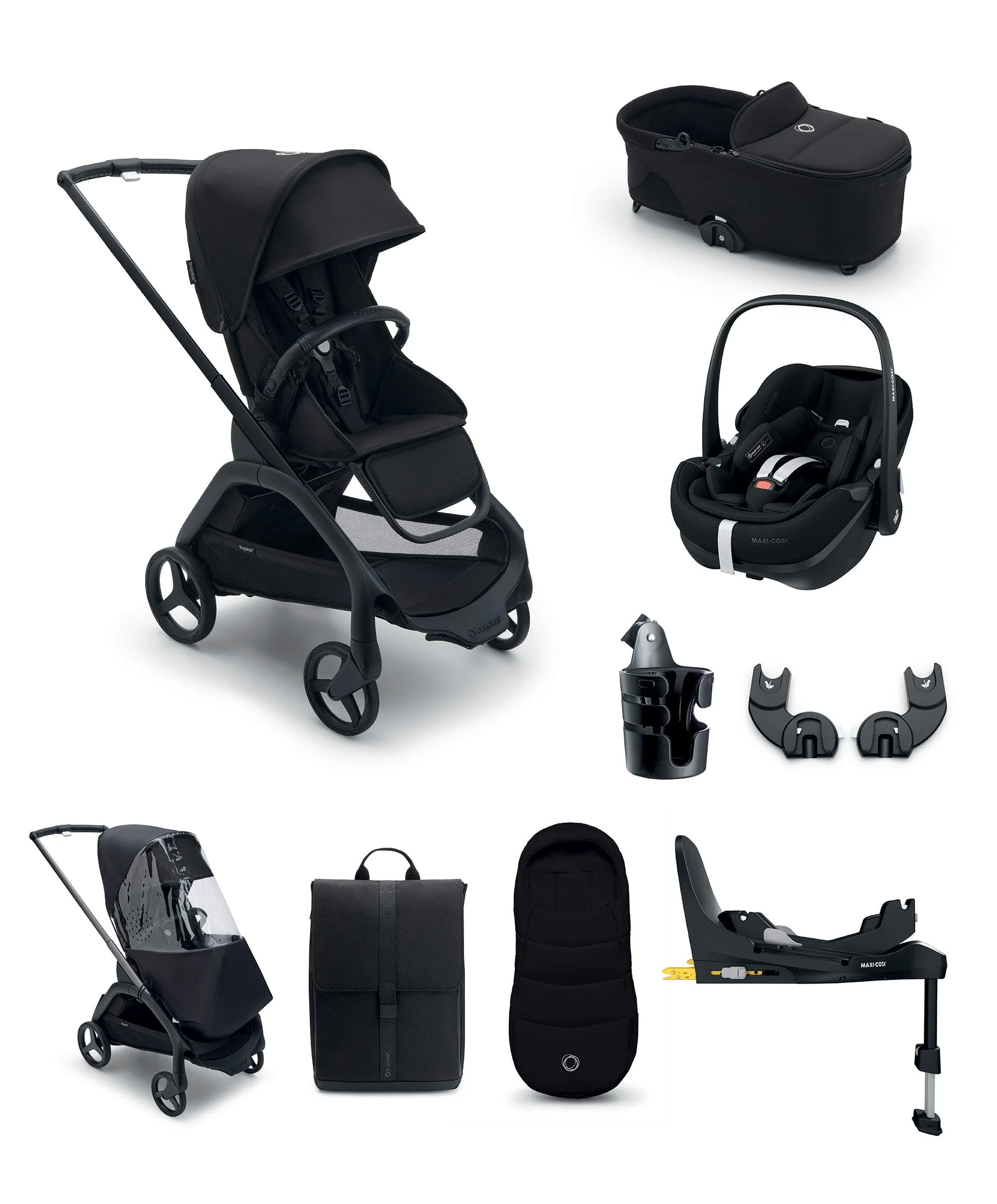 Bugaboo Dragonfly Pushchair Bundle with Maxi-Cosi Pebble 360 Pro² Car Seat & Base - Black