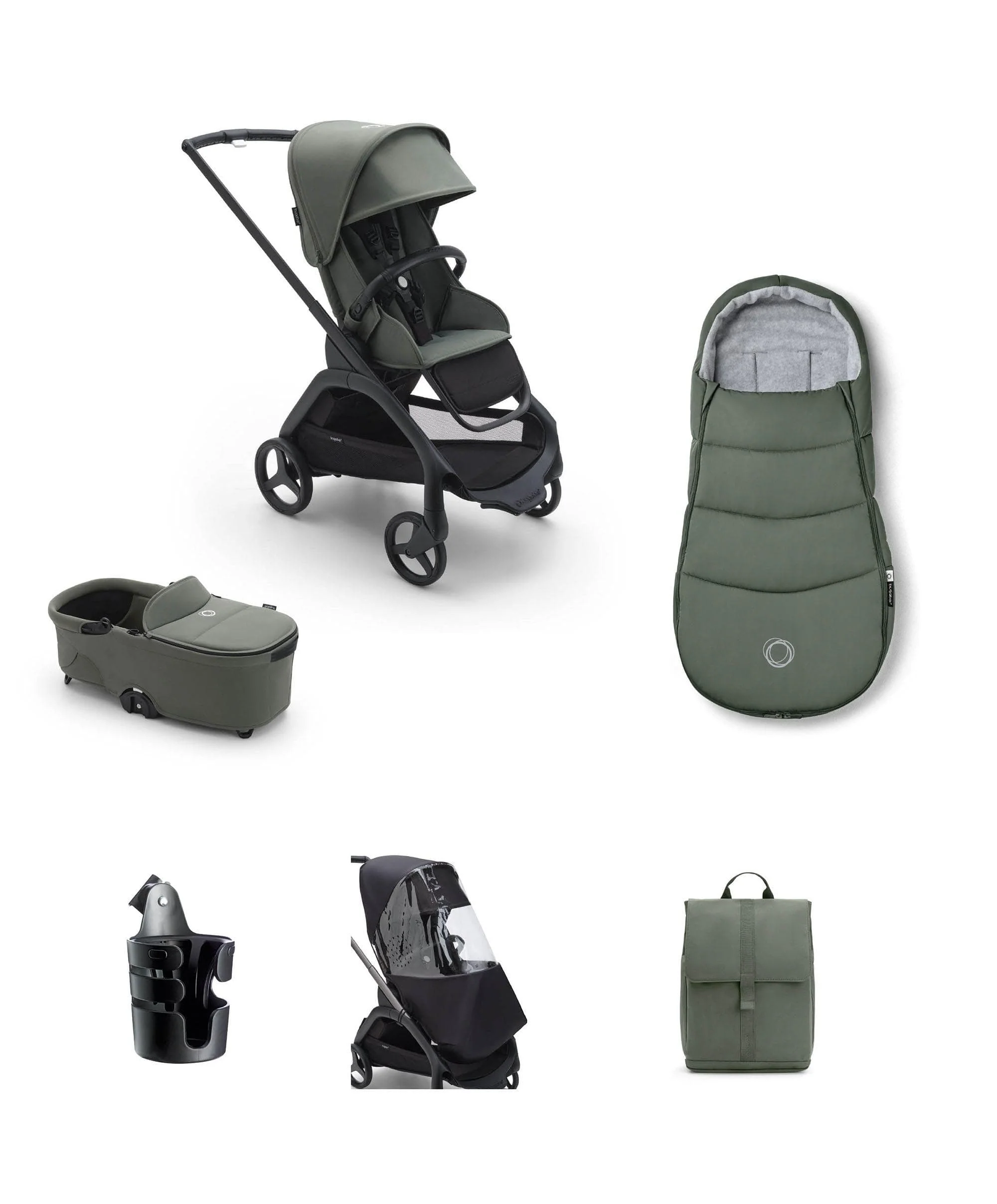 Bugaboo Dragonfly Pushchair Bundle (5 pieces) – Forest Green