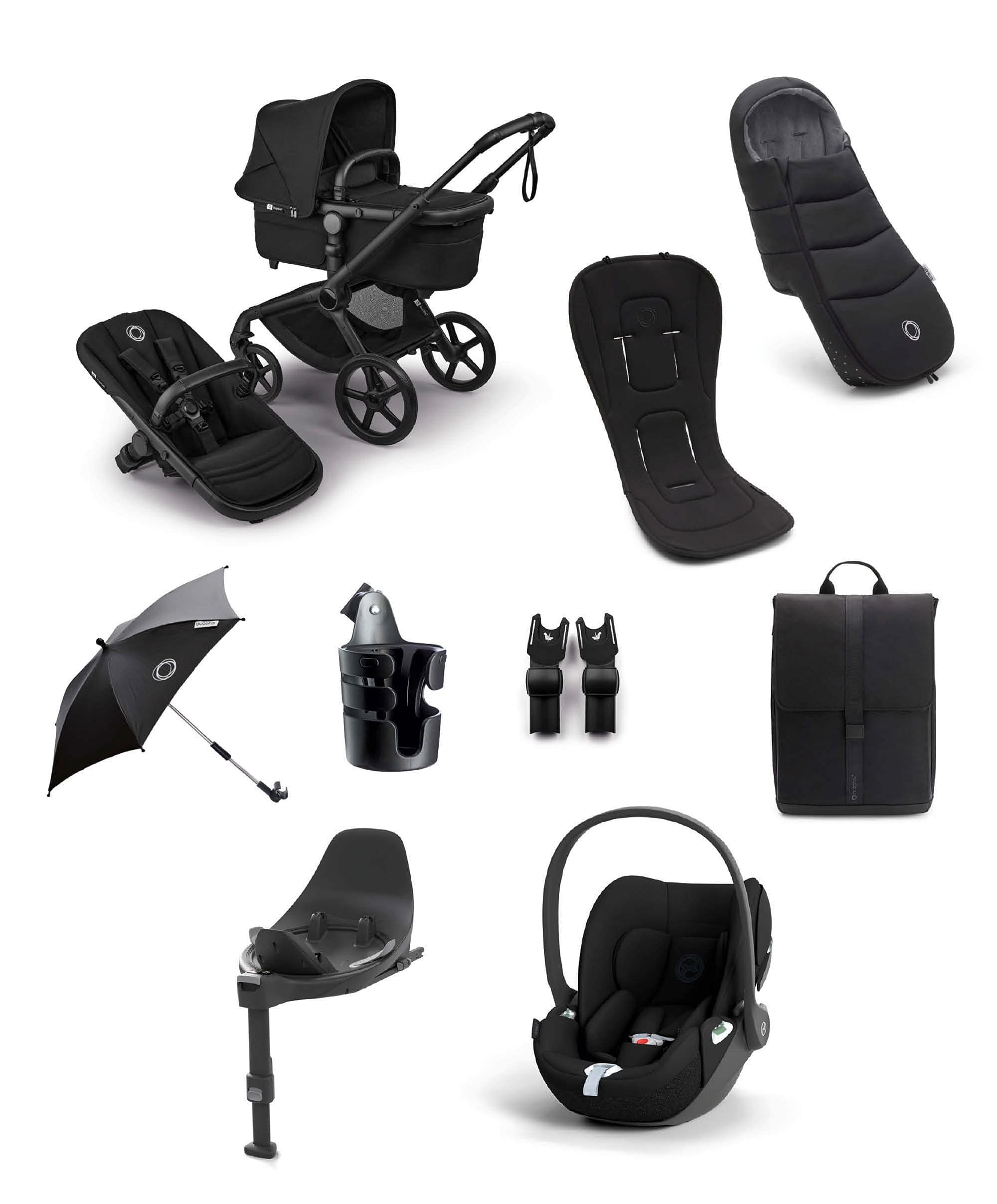 Bugaboo Fox 5 Renew Complete Pushchair Bundle with Cybex Cloud T Car Seat (8 Pieces) - Heritage Black