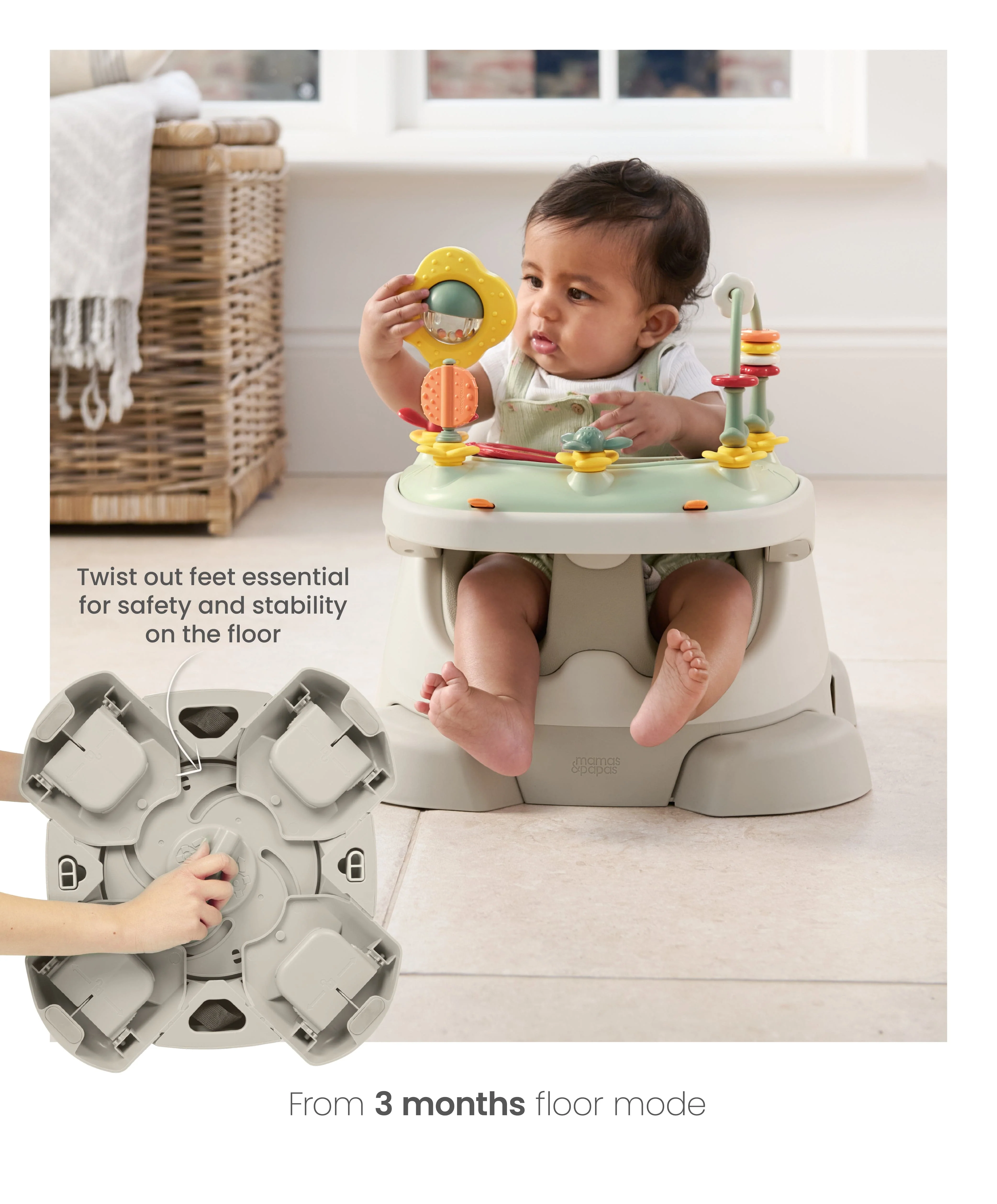 Bug 3-in-1 Floor and Booster Seat with Activity Tray - Clay - Image 13
