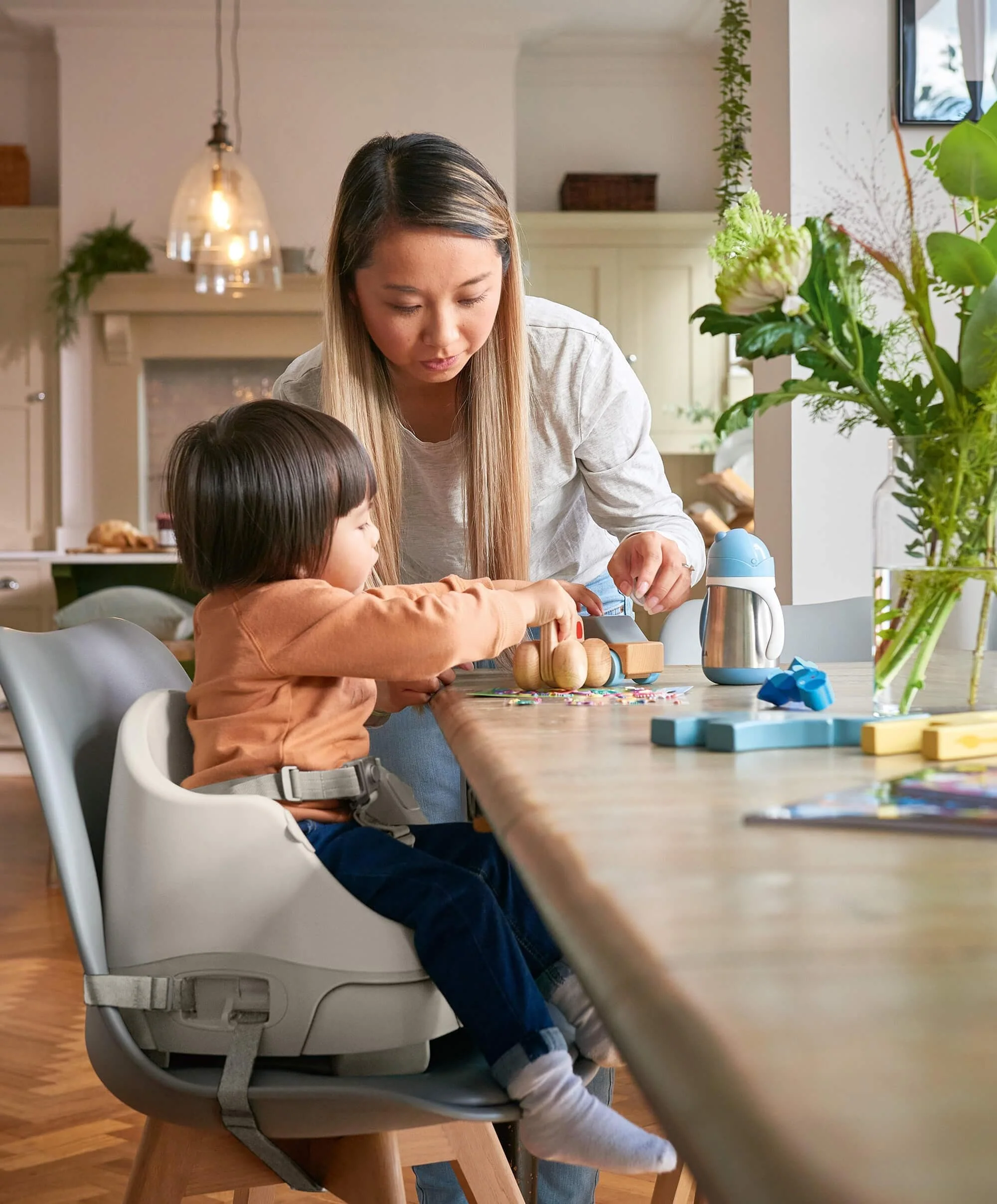 Bug 3-in-1 Floor and Booster Seat with Activity Tray - Clay - Image 6