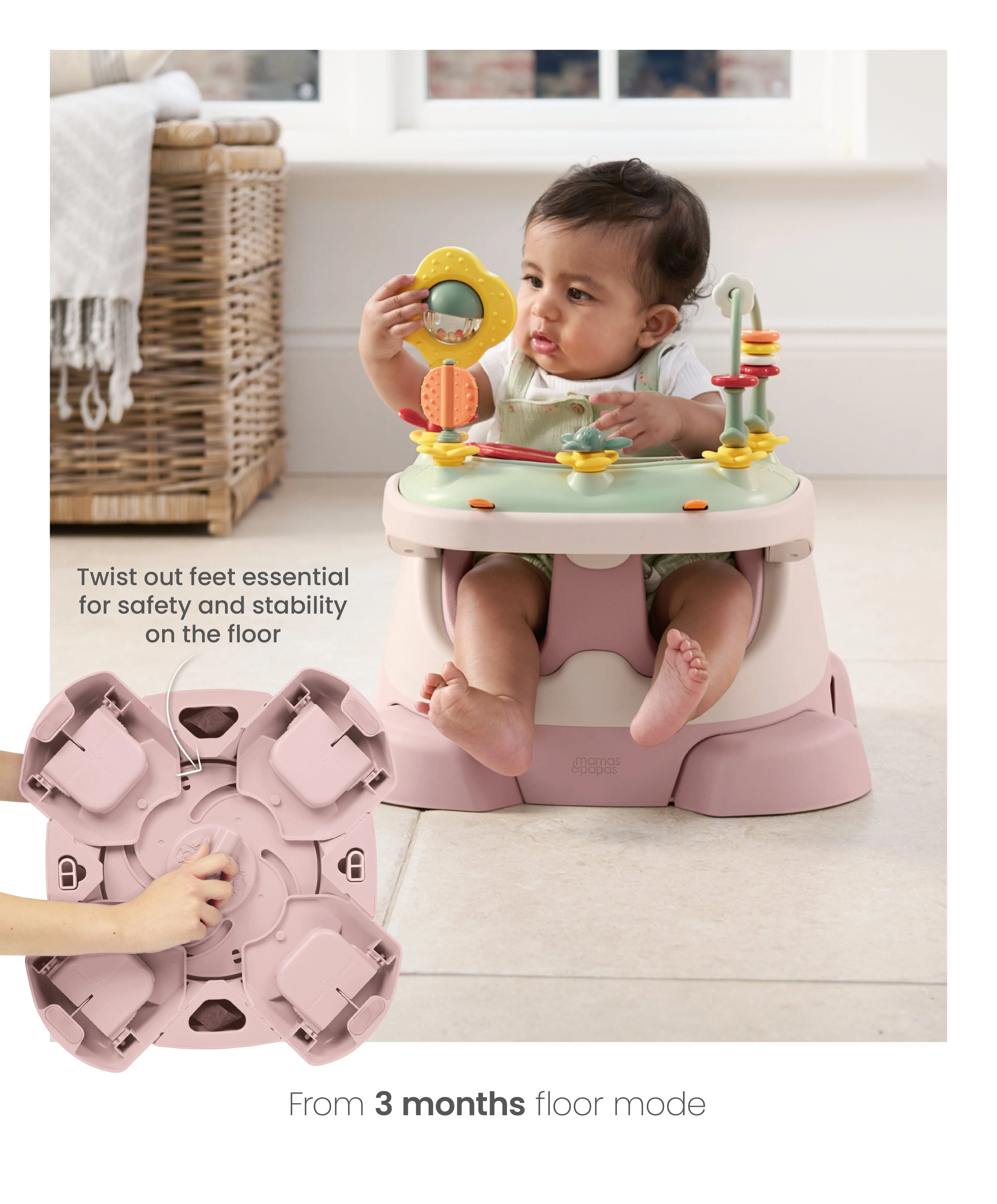 Bug 3-in-1 Floor & Booster Seat with Activity Tray - Blossom - Image 9
