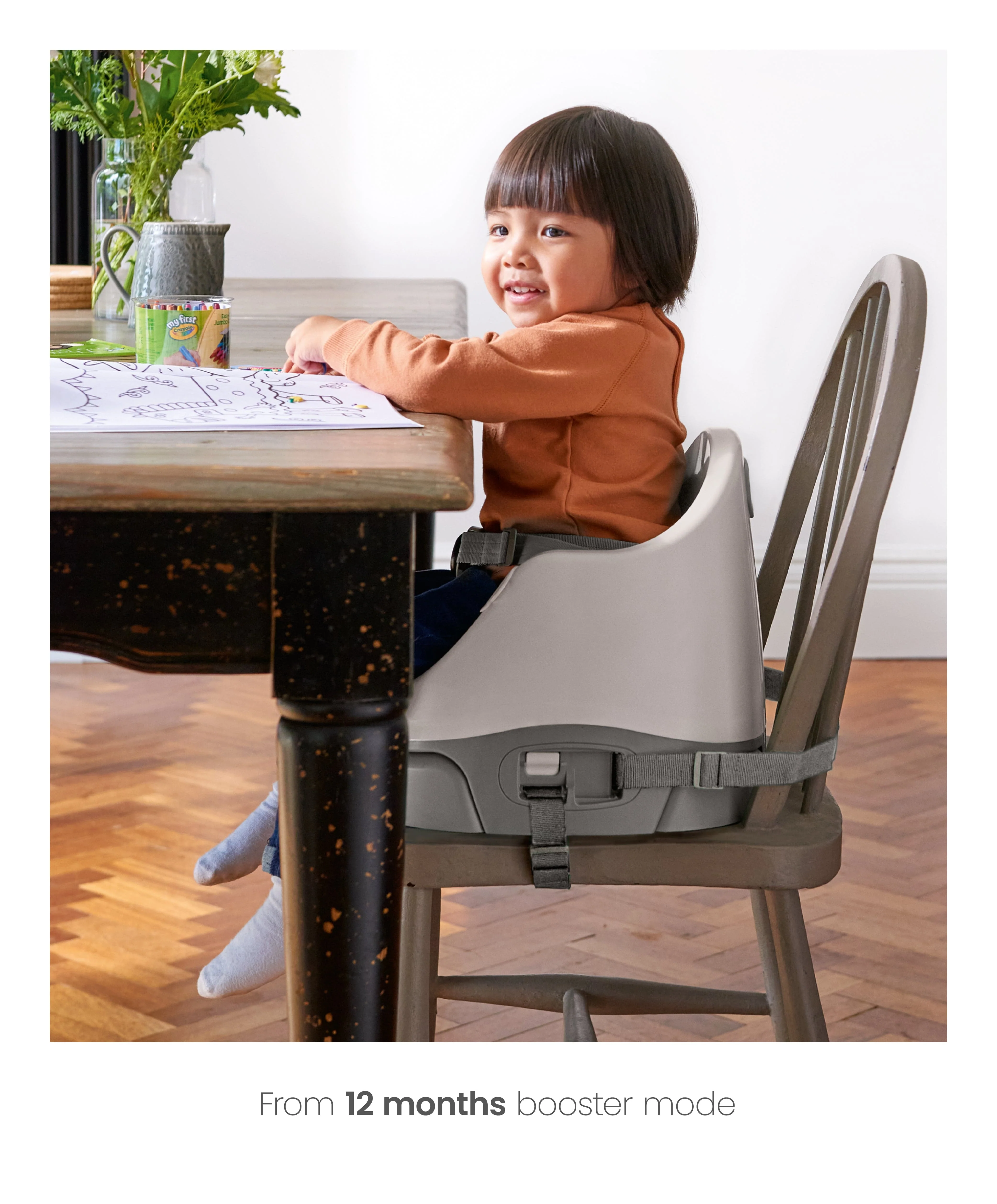 Bug 3-in-1 Floor & Booster Seat with Activity Tray - Pebble Grey - Image 12