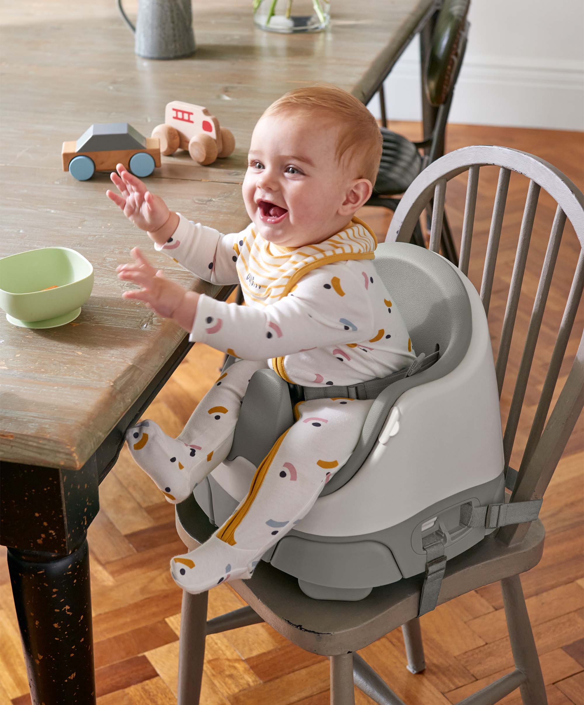 Bug 3-in-1 Floor & Booster Seat with Activity Tray - Pebble Grey - Image 6