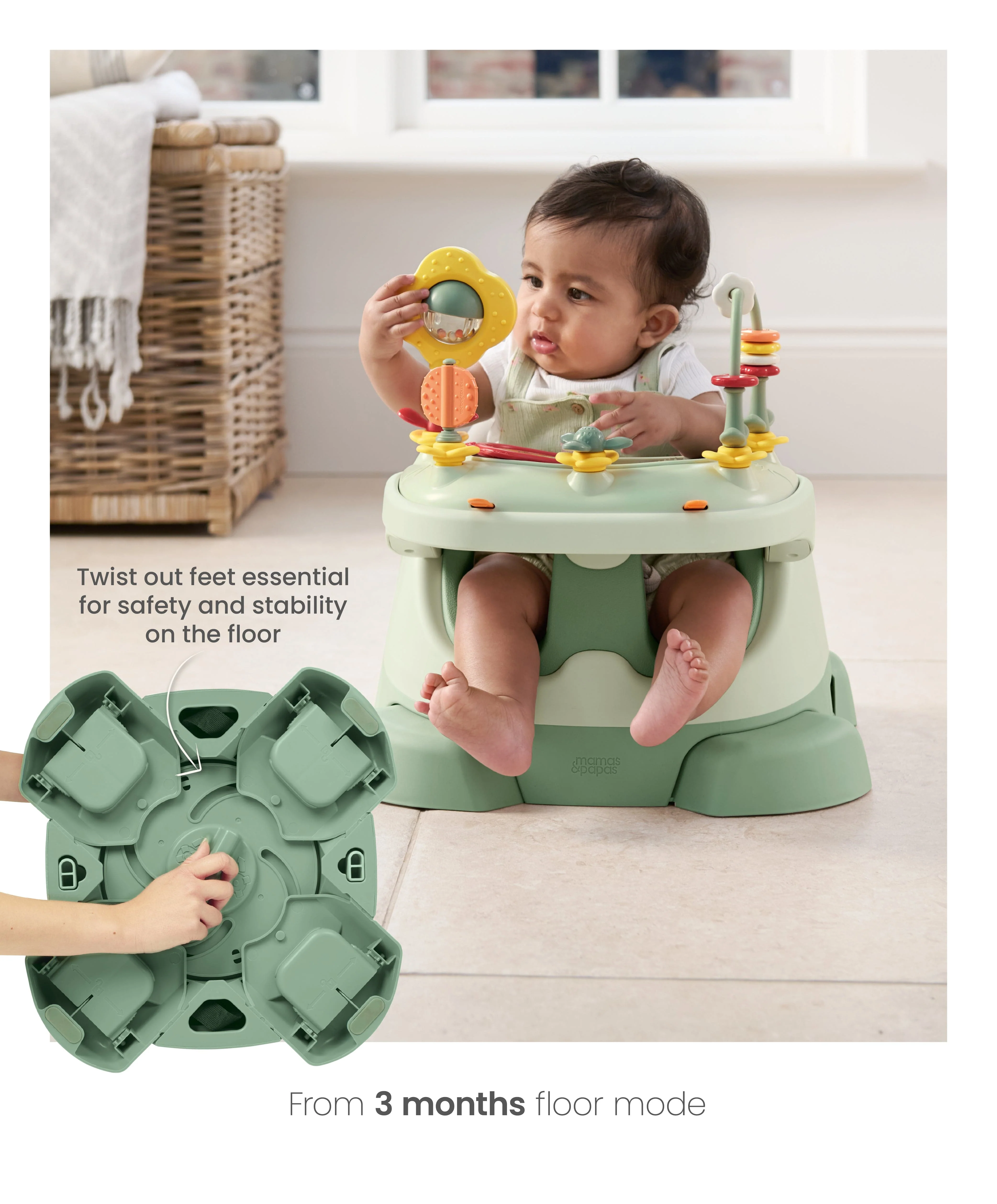 Bug 3-in-1 Floor and Booster Seat with Activity Tray - Eucalyptus - Image 10
