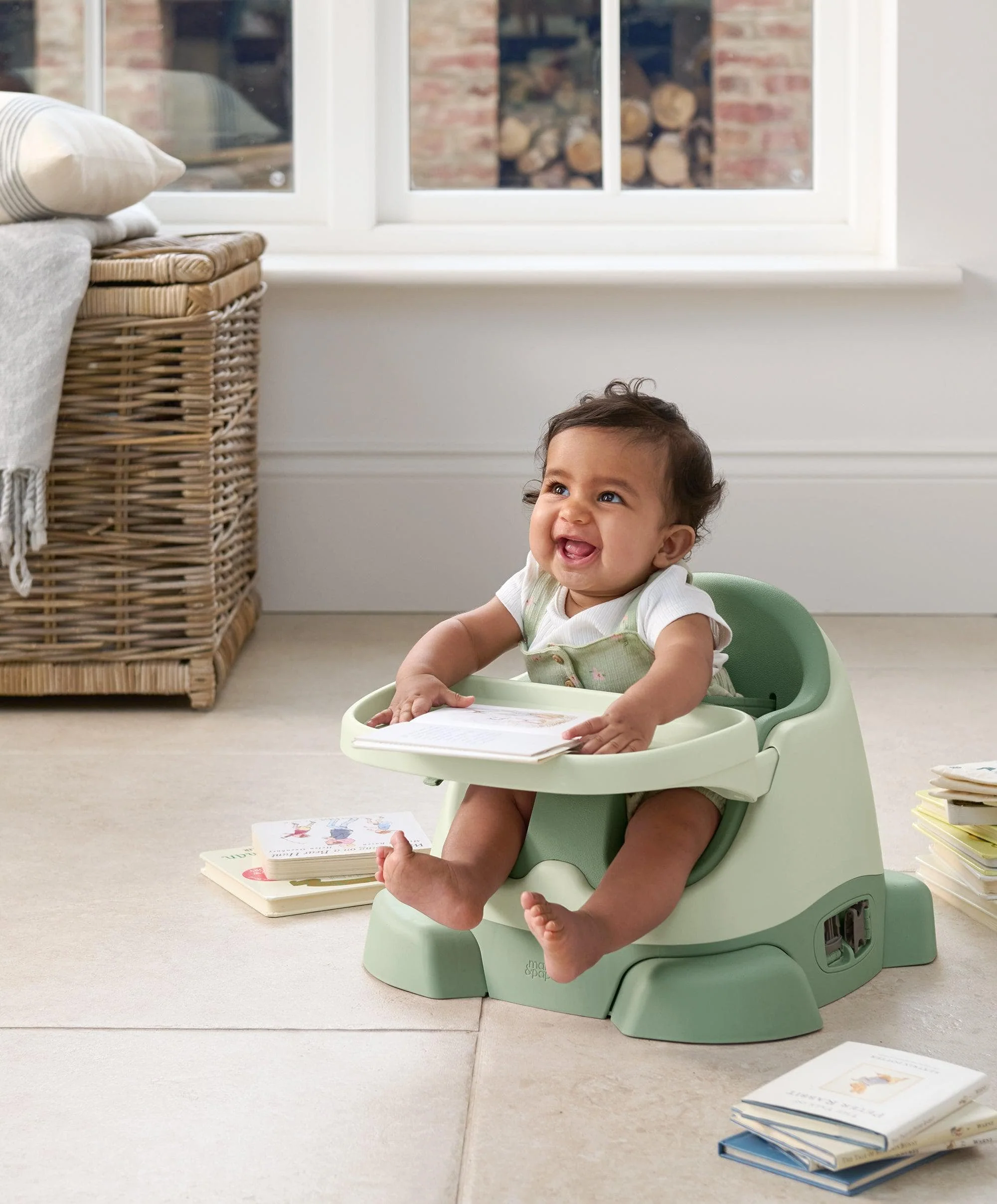 Bug 3-in-1 Floor and Booster Seat with Activity Tray - Eucalyptus - Image 3